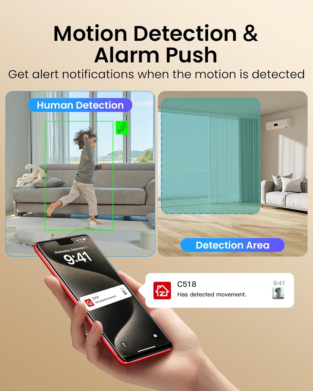 ZOSI Lot de 2 Caméra Surveillance Intérieure WiFi 3MP 2,4G/5Ghz, PT Caméra IP Vue à 360°, Détection et Suivi de Personne, Appel en Un Clic et Audio Bidirectionnel, Stockage Local/Cloud, C518 5 ZOSI Lot de 2 Caméra Surveillance Intérieure WiFi 3MP 2,4G/5Ghz, PT Caméra IP Vue à 360°, Détection et Suivi de Personne, Appel en Un Clic et Audio Bidirectionnel, Stockage Local/Cloud, C518 – Image 4