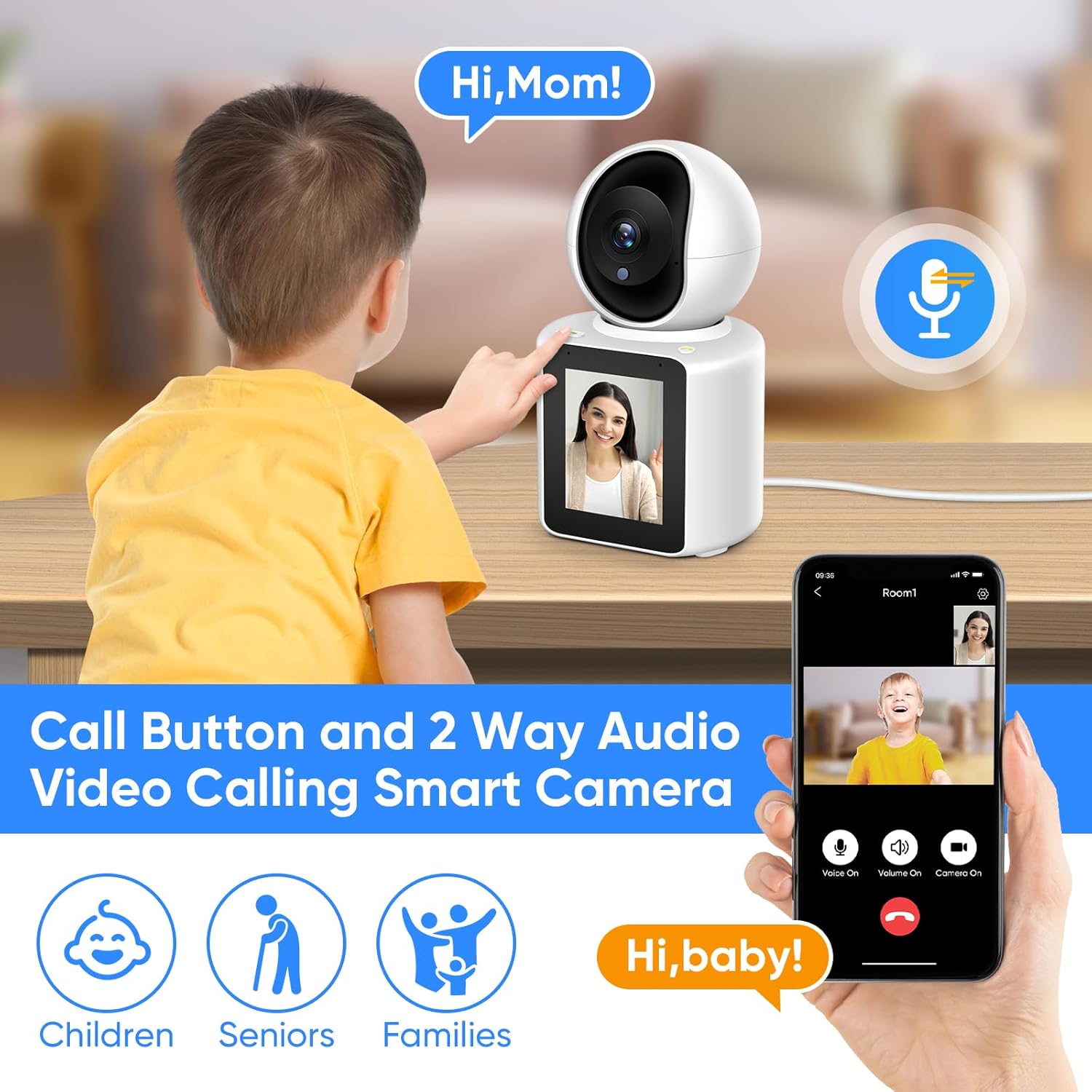 Caméra Surveillance WiFi Intérieure 360°, 2K Caméra avec Bidirectionnelle Vidéo/Audio, Application Mobile, Vision Nocturne, Appel en Un clic, Détection de Mouvement pour Enfant/Animal de Compagnie 4 Caméra Surveillance WiFi Intérieure 360°, 2K Caméra avec Bidirectionnelle Vidéo/Audio, Application Mobile, Vision Nocturne, Appel en Un clic, Détection de Mouvement pour Enfant/Animal de Compagnie – Image 3