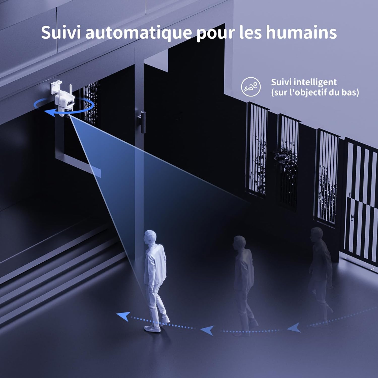 2K+2K (3MP+3MP) Caméra Surveillance Extérieure à Double Objectif, 2,4 GHz Wi-FI, 360° Sécurité, Stockage Carte 512 Go, Suivi Auto, Détection Humaine par IA, Vision Nocturne Couleur (D320) 6 2K+2K (3MP+3MP) Caméra Surveillance Extérieure à Double Objectif, 2,4 GHz Wi-FI, 360° Sécurité, Stockage Carte 512 Go, Suivi Auto, Détection Humaine par IA, Vision Nocturne Couleur (D320) – Image 5