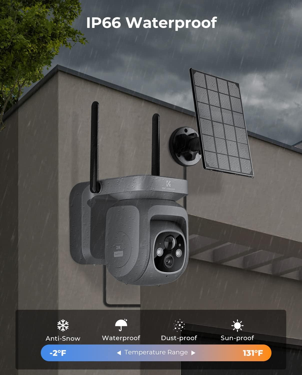 K&F CONCEPT 2K 3MP Caméra Surveillance WiFi Exterieure sans Fil Solaire avec Batterie, 360° PTZ Camera Exterieur 2.4GHz, Vision Nocturne Couleur, Détection Alerte Humaine PIR, Sirène d'alarme, IP66 9 K&F CONCEPT 2K 3MP Caméra Surveillance WiFi Exterieure sans Fil Solaire avec Batterie, 360° PTZ Camera Exterieur 2.4GHz, Vision Nocturne Couleur, Détection Alerte Humaine PIR, Sirène d'alarme, IP66 – Image 8