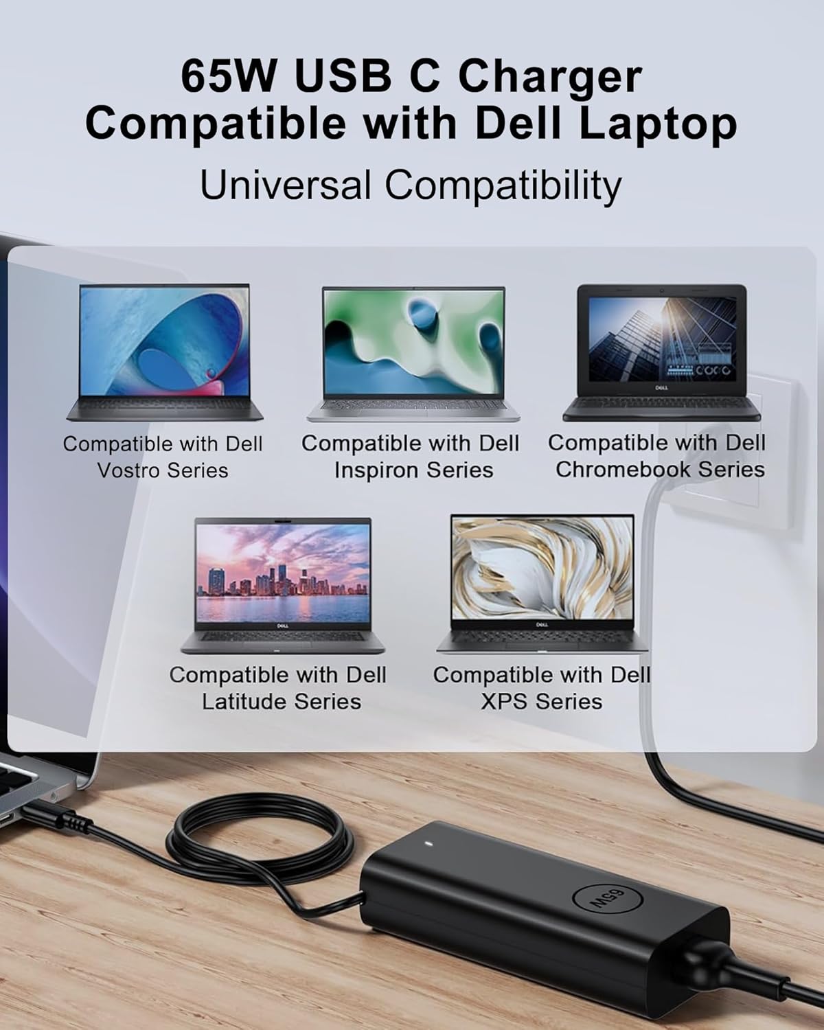ANDHOT 65W USB C Ordinateur Portable Chargeur,Compatible avec Dell Latitude 5540 5420 7400 5440 7440 3540 5520 7420 5430 7390 7320 5530 7430 3440 7340 5320 7410 7330 7530 Adaptateur Rapide de Type C 8 ANDHOT 65W USB C Ordinateur Portable Chargeur,Compatible avec Dell Latitude 5540 5420 7400 5440 7440 3540 5520 7420 5430 7390 7320 5530 7430 3440 7340 5320 7410 7330 7530 Adaptateur Rapide de Type C – Image 7