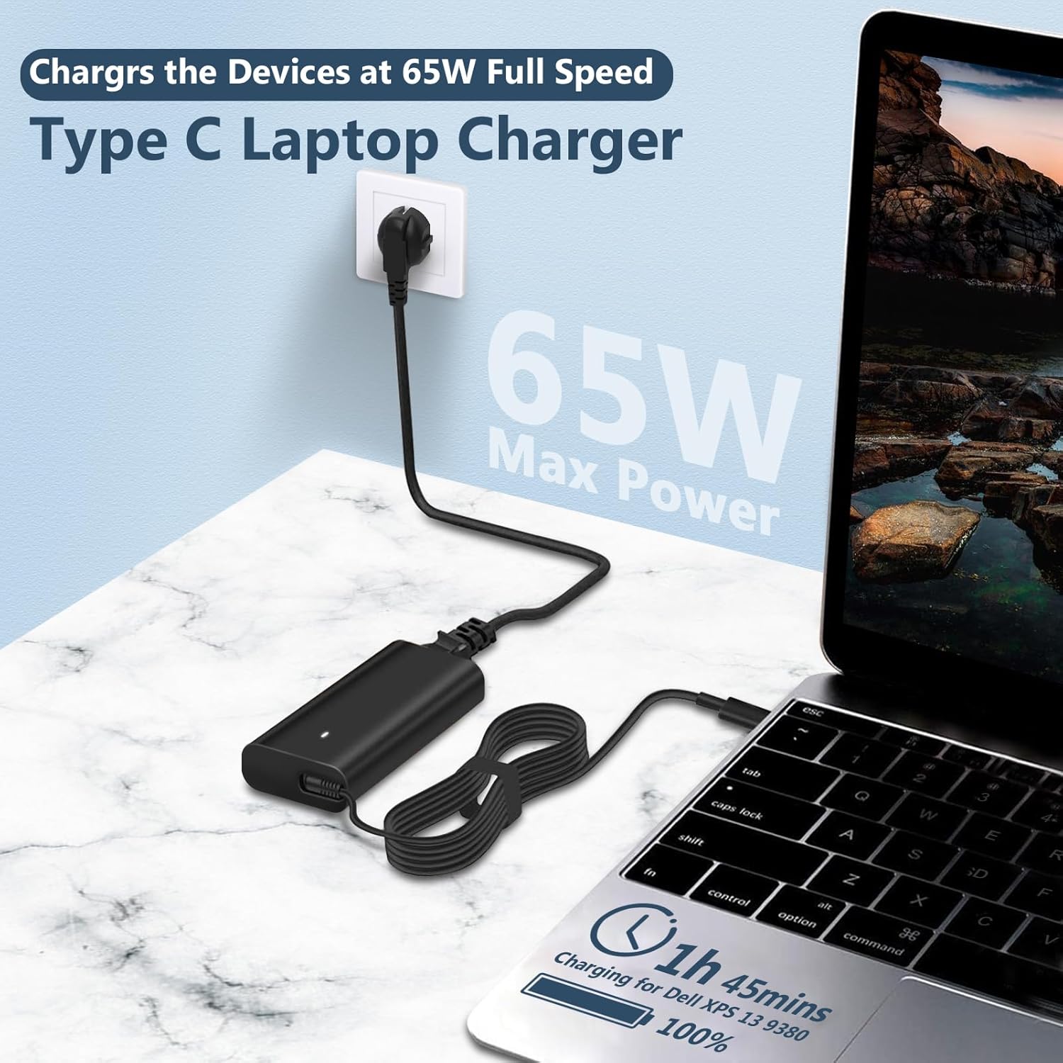 Chargeur USB C 65w Compatible avec Dell Latitude 3420 5520 5285 5290 5330 5320 5420 7212 7275 7390 7420, XPS 12 9250 9350 9360,Chromebook 3100 3400 5190 Adaptateur Secteur Ordinateur 4 Chargeur USB C 65w Compatible avec Dell Latitude 3420 5520 5285 5290 5330 5320 5420 7212 7275 7390 7420, XPS 12 9250 9350 9360,Chromebook 3100 3400 5190 Adaptateur Secteur Ordinateur – Image 3