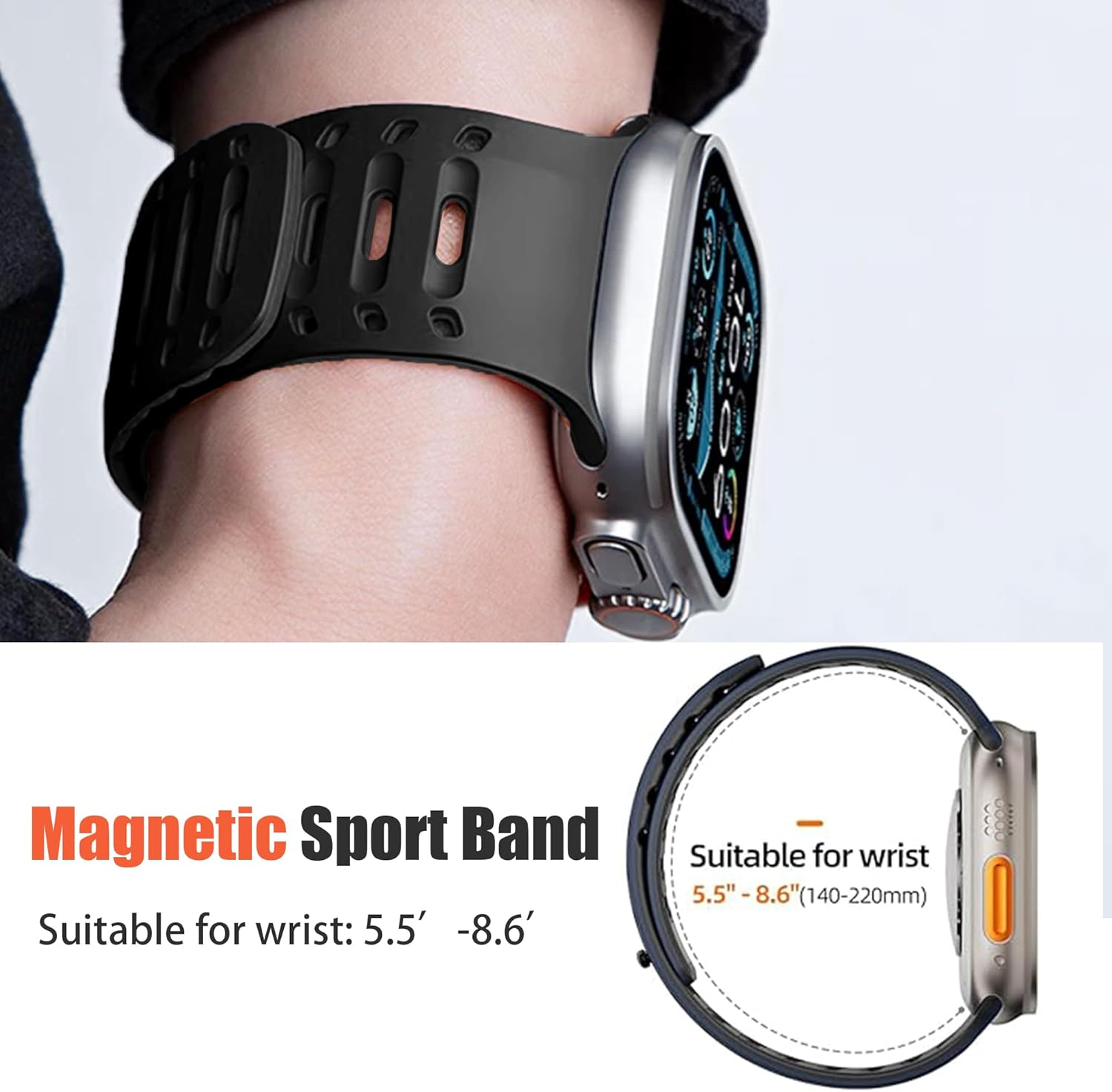 Bracelet magnétique compatible avec Oneplus Watch 3-47 mm, 22 mm - Bracelet sport en silicone souple compatible avec OnePlus Watch 3 47 mm, 2 46 mm, 2R / 1 Smartwatch 4 Bracelet magnétique compatible avec Oneplus Watch 3-47 mm, 22 mm - Bracelet sport en silicone souple compatible avec OnePlus Watch 3 47 mm, 2 46 mm, 2R / 1 Smartwatch – Image 3