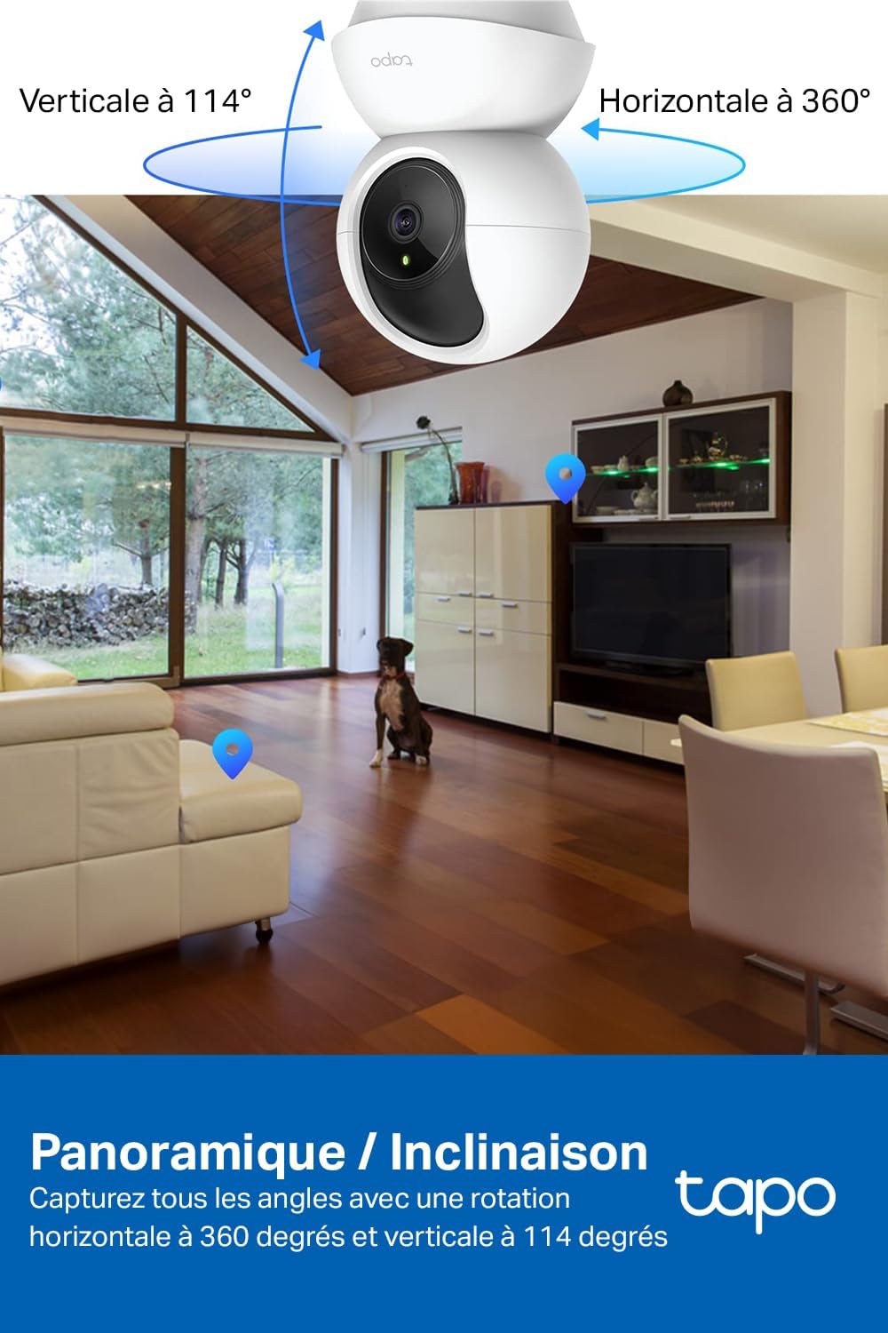 Tapo C21A 2K(3MP) Caméra Surveillance WiFi intérieure 360°, Vision Nocturne, Notifications en Temps réel, Détection de Personne, Suivi de Mouvement, Télécommande, Compatible avec Alexa 4 Tapo C21A 2K(3MP) Caméra Surveillance WiFi intérieure 360°, Vision Nocturne, Notifications en Temps réel, Détection de Personne, Suivi de Mouvement, Télécommande, Compatible avec Alexa – Image 3