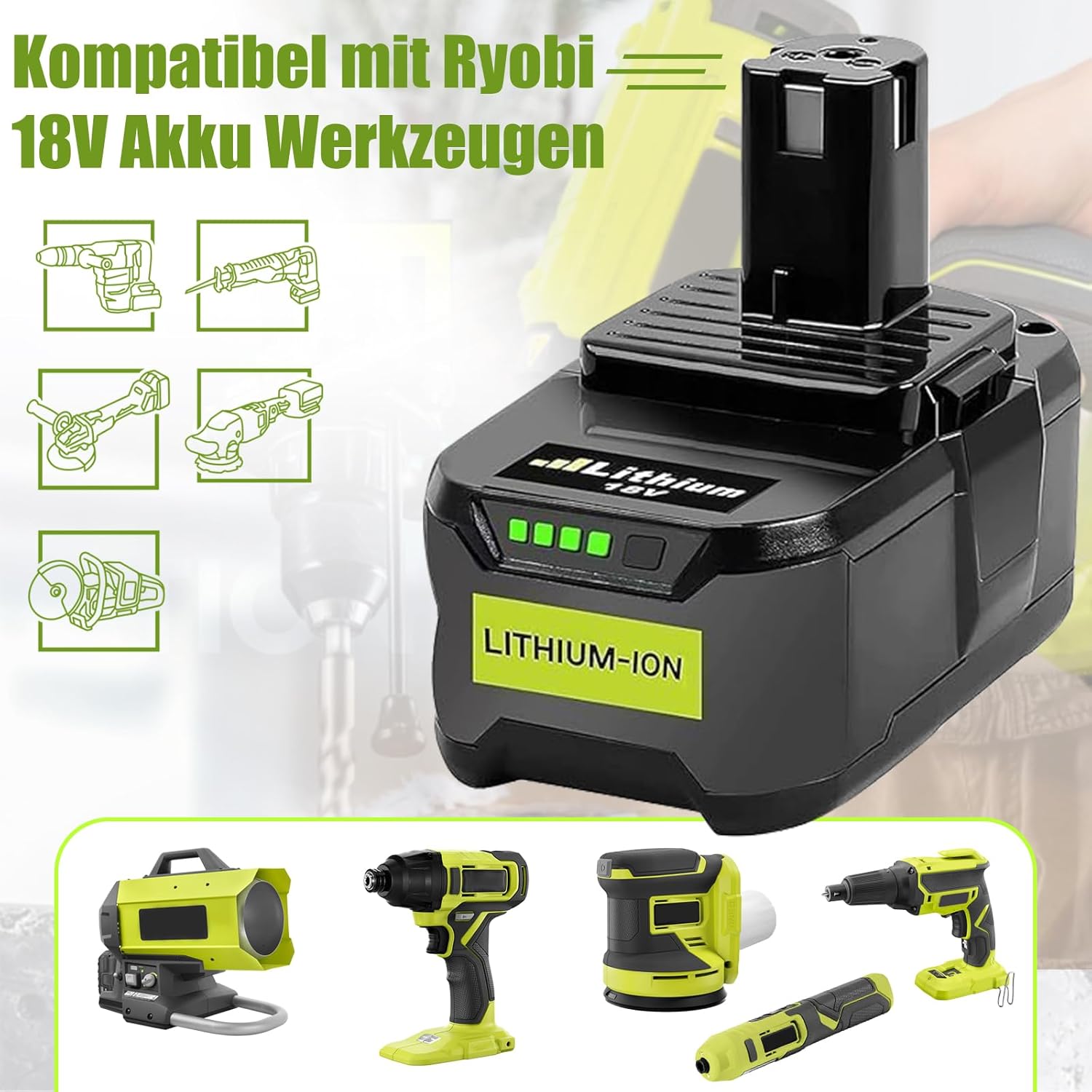 2X 18V 5,5Ah Batteries de Remplacement pour Ryobi One+ Chargeur Double Port 6 A DC18RD Compatible avec Ryobi P108 RB18L50 RB18L25 RB18L40 RB18L20 RB18L15 RB18L13 P102 P103 P104 P105 P106 P107 5 2X 18V 5,5Ah Batteries de Remplacement pour Ryobi One+ Chargeur Double Port 6 A DC18RD Compatible avec Ryobi P108 RB18L50 RB18L25 RB18L40 RB18L20 RB18L15 RB18L13 P102 P103 P104 P105 P106 P107 – Image 4