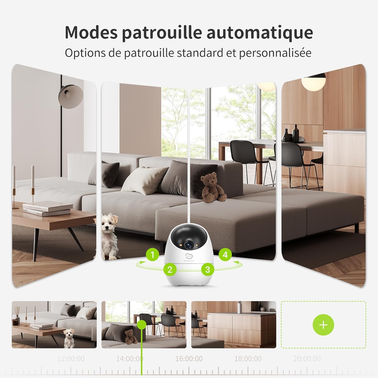 2K (3MP) Caméra de Sécurité Intérieure, 2-Pièce, 360° Surveillance 2.4GHz Wi-Fi, Vision Nocturne Couleur, Détection & Suivi Auto des Humains, Stockage Carte SD Sans Abonnement, Bébé/Animaux 11 2K (3MP) Caméra de Sécurité Intérieure, 2-Pièce, 360° Surveillance 2.4GHz Wi-Fi, Vision Nocturne Couleur, Détection & Suivi Auto des Humains, Stockage Carte SD Sans Abonnement, Bébé/Animaux – Image 10