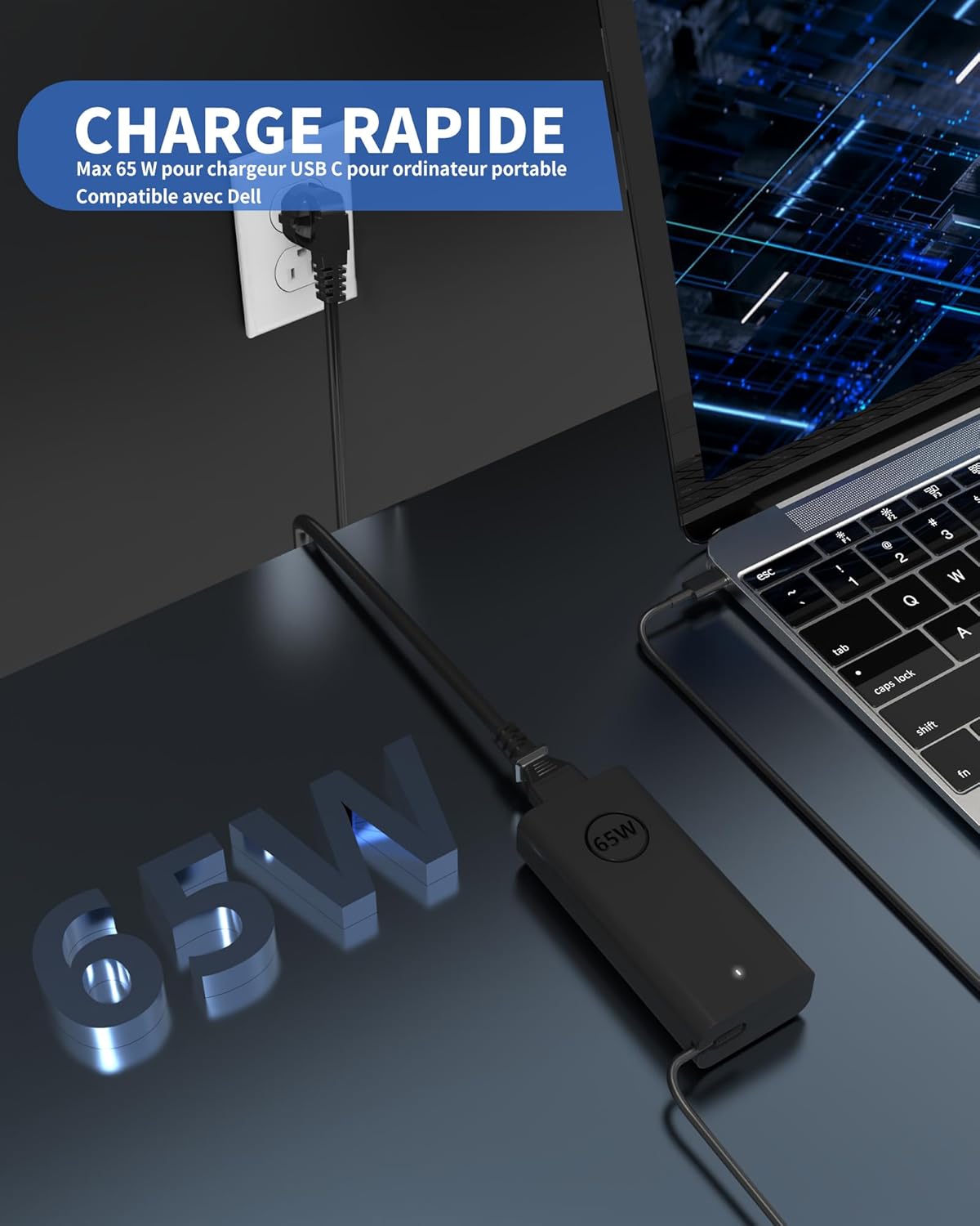 USB C 65W Chargeur pour Dell Latitude 5420 5430 E5440 5550 5530 5450 5540 5520 7420 7440 5400 3550 3450 XPS 13 Chromebook 3100 Type C Computer Chargeur D'ordinateur Adaptateur Secteur Alimentation 3 USB C 65W Chargeur pour Dell Latitude 5420 5430 E5440 5550 5530 5450 5540 5520 7420 7440 5400 3550 3450 XPS 13 Chromebook 3100 Type C Computer Chargeur D'ordinateur Adaptateur Secteur Alimentation – Image 2