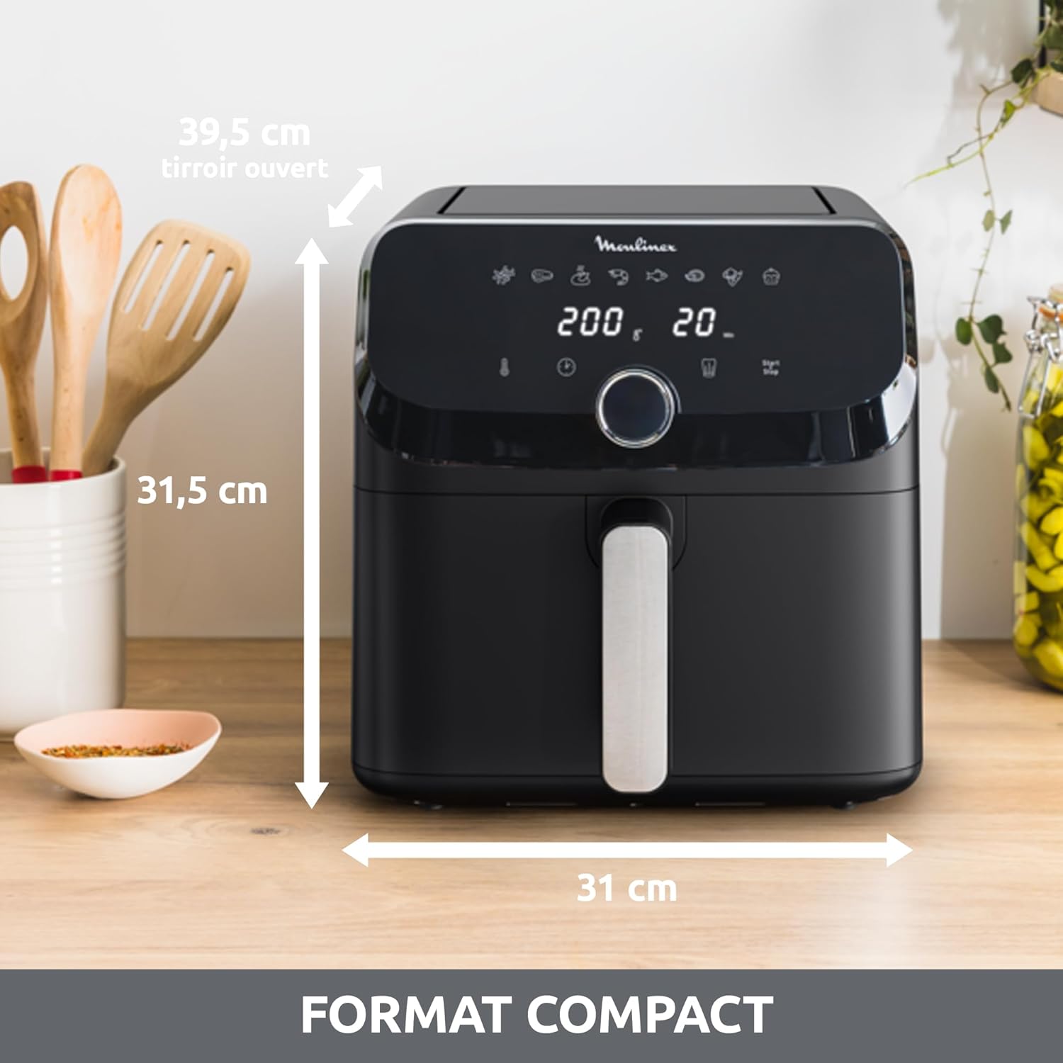 Moulinex Easy Fry Mega, air fryer compact, Mono tiroir 7.5 L, Jusqu’à 8 personnes, 8 programmes, noir EZ8558F0 5 Moulinex Easy Fry Mega, air fryer compact, Mono tiroir 7.5 L, Jusqu’à 8 personnes, 8 programmes, noir EZ8558F0 – Image 4