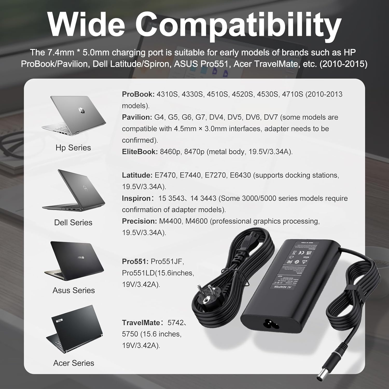 65W Chargeur Ordinateur Portable Compatible avec Dell Latitude 7490 7480 7280 5590 5580 5500 5490 5480 5290 5280 E7440 E6430 E6440 E6540 E5540 E5450 E5470 E7450 E7470 9365 9370 Adaptateur 7.4 x 5.0mm 5 65W Chargeur Ordinateur Portable Compatible avec Dell Latitude 7490 7480 7280 5590 5580 5500 5490 5480 5290 5280 E7440 E6430 E6440 E6540 E5540 E5450 E5470 E7450 E7470 9365 9370 Adaptateur 7.4 x 5.0mm – Image 4