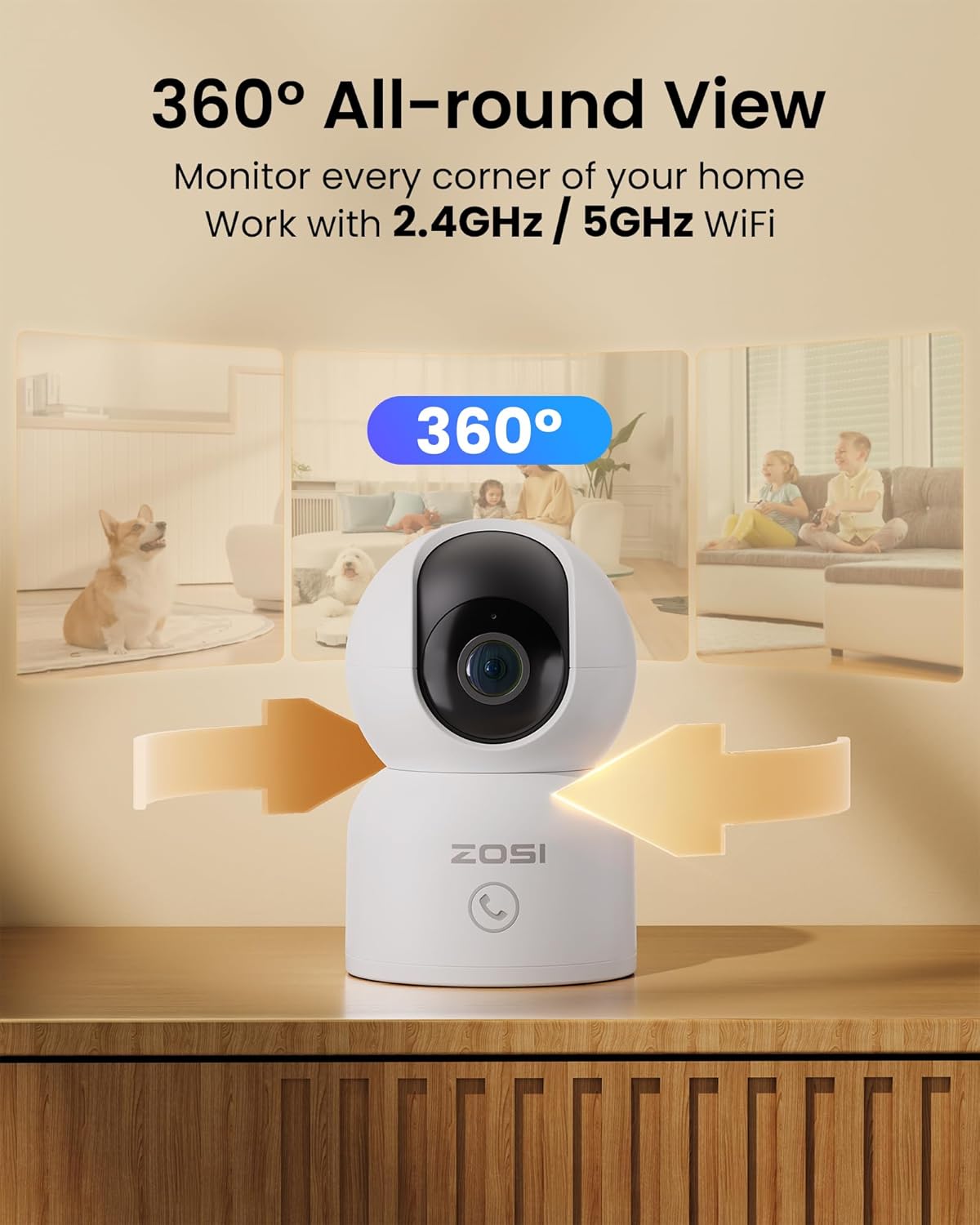 ZOSI Lot de 2 Caméra Surveillance Intérieure WiFi 3MP 2,4G/5Ghz, PT Caméra IP Vue à 360°, Détection et Suivi de Personne, Appel en Un Clic et Audio Bidirectionnel, Stockage Local/Cloud, C518 4 ZOSI Lot de 2 Caméra Surveillance Intérieure WiFi 3MP 2,4G/5Ghz, PT Caméra IP Vue à 360°, Détection et Suivi de Personne, Appel en Un Clic et Audio Bidirectionnel, Stockage Local/Cloud, C518 – Image 3