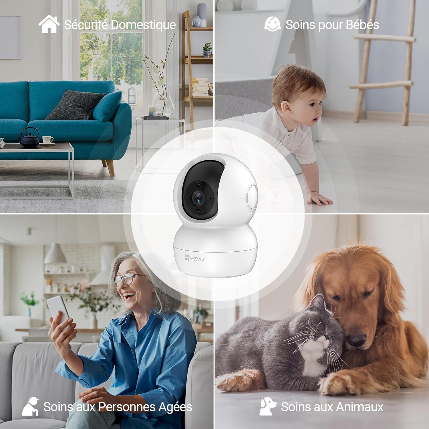 EZVIZ Caméra Surveillance WiFi Intérieure 360°, FHD 1080P, Camera WiFi 2.4Ghz, Vision Nocturne, Détection de Mouvement Suivi Intelligent, Audio Bidirectionnel, Compatible avec Alexa pour Bébé/Animaux 7 EZVIZ Caméra Surveillance WiFi Intérieure 360°, FHD 1080P, Camera WiFi 2.4Ghz, Vision Nocturne, Détection de Mouvement Suivi Intelligent, Audio Bidirectionnel, Compatible avec Alexa pour Bébé/Animaux – Image 6