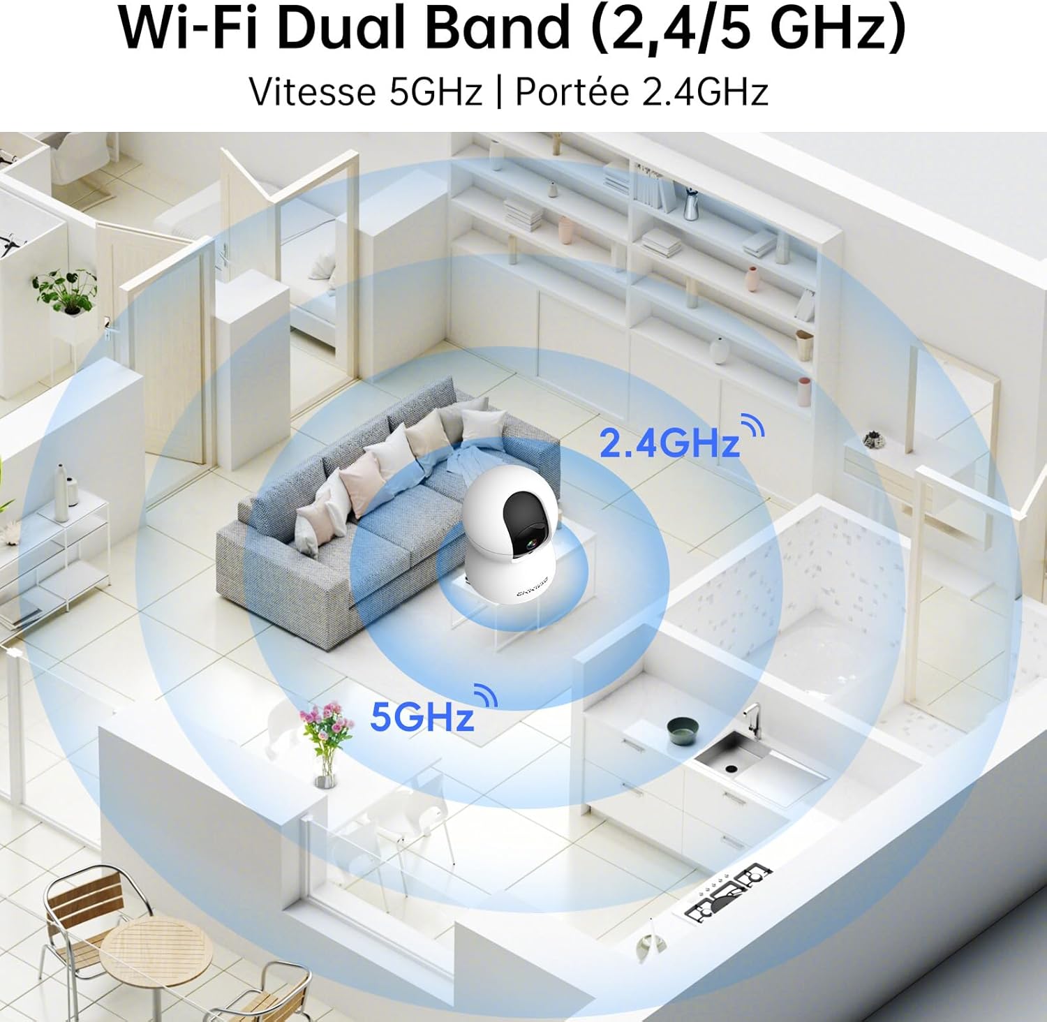 2K 3MP Camera Interieur 2.4/5GHz Camera Surveillance WiFi avec Détection de Mouvement, Vision Nocturne, Audio Bidirectionne Compatible avec Alexa pour Bébé/Animal/Maison (2 pièces) 4 2K 3MP Camera Interieur 2.4/5GHz Camera Surveillance WiFi avec Détection de Mouvement, Vision Nocturne, Audio Bidirectionne Compatible avec Alexa pour Bébé/Animal/Maison (2 pièces) – Image 3