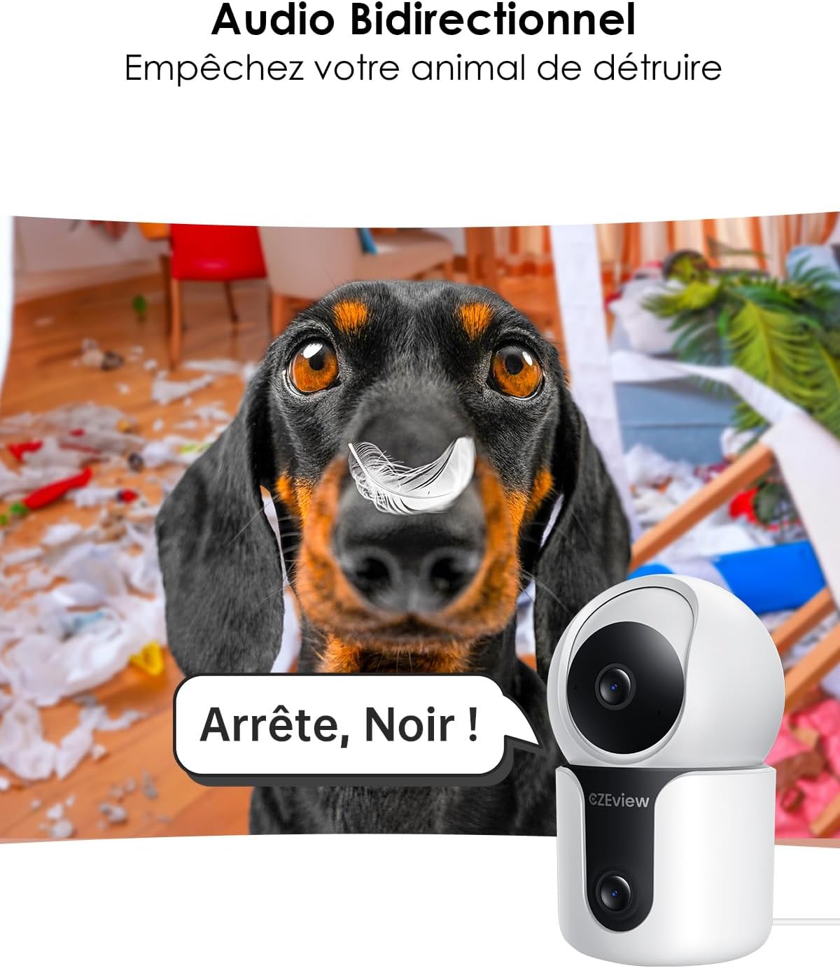 2K+2K Caméra Surveillance Intérieur, Double Objectif, Vision Nocturne, 360° Caméra Animaux Domestiques, 2,4 & 5 GHz Wi-FI, Détection Mouvement (Blanche) 6 2K+2K Caméra Surveillance Intérieur, Double Objectif, Vision Nocturne, 360° Caméra Animaux Domestiques, 2,4 & 5 GHz Wi-FI, Détection Mouvement (Blanche) – Image 5
