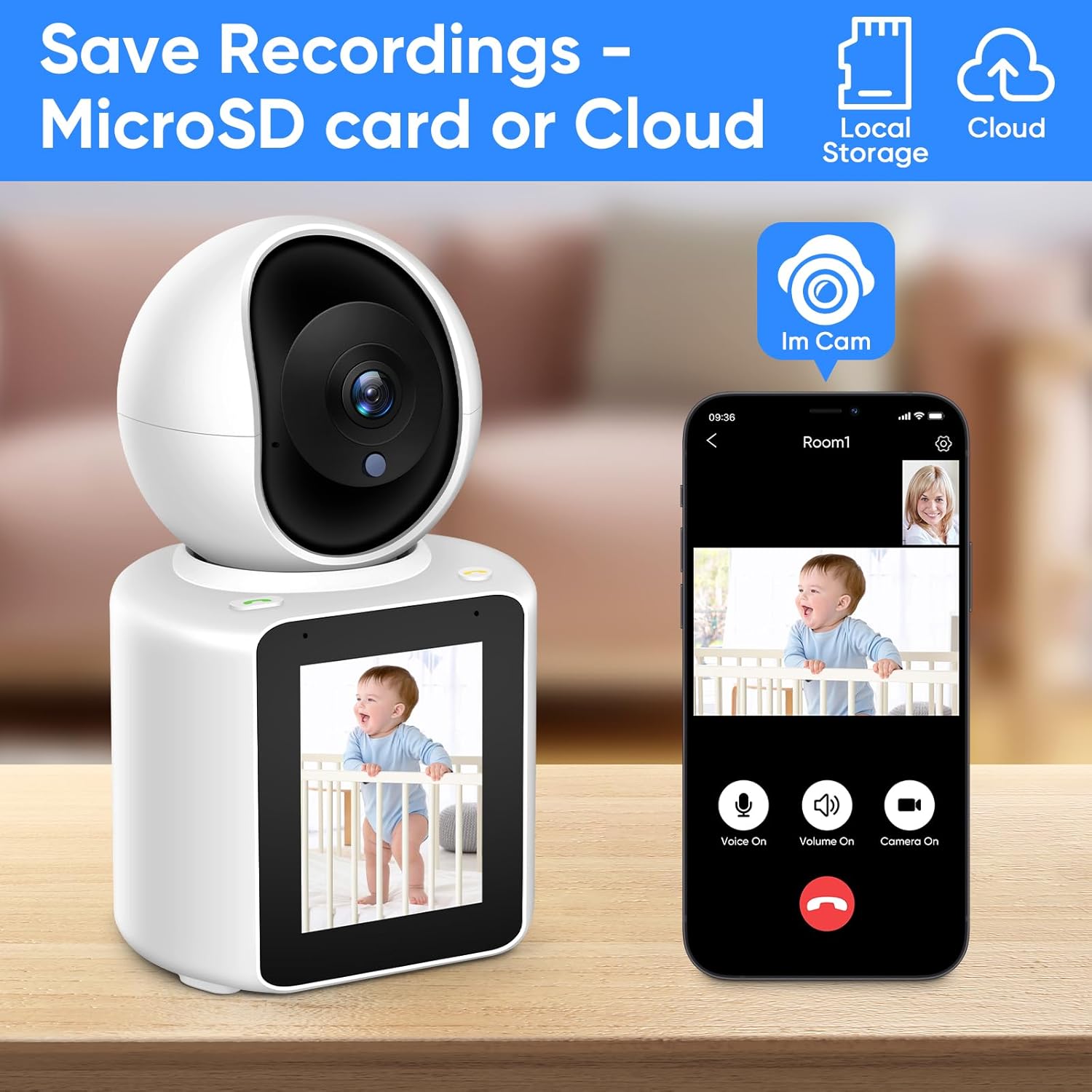 Caméra Surveillance WiFi Intérieure 360°, 2K Caméra avec Bidirectionnelle Vidéo/Audio, Application Mobile, Vision Nocturne, Appel en Un clic, Détection de Mouvement pour Enfant/Animal de Compagnie 9 Caméra Surveillance WiFi Intérieure 360°, 2K Caméra avec Bidirectionnelle Vidéo/Audio, Application Mobile, Vision Nocturne, Appel en Un clic, Détection de Mouvement pour Enfant/Animal de Compagnie – Image 8