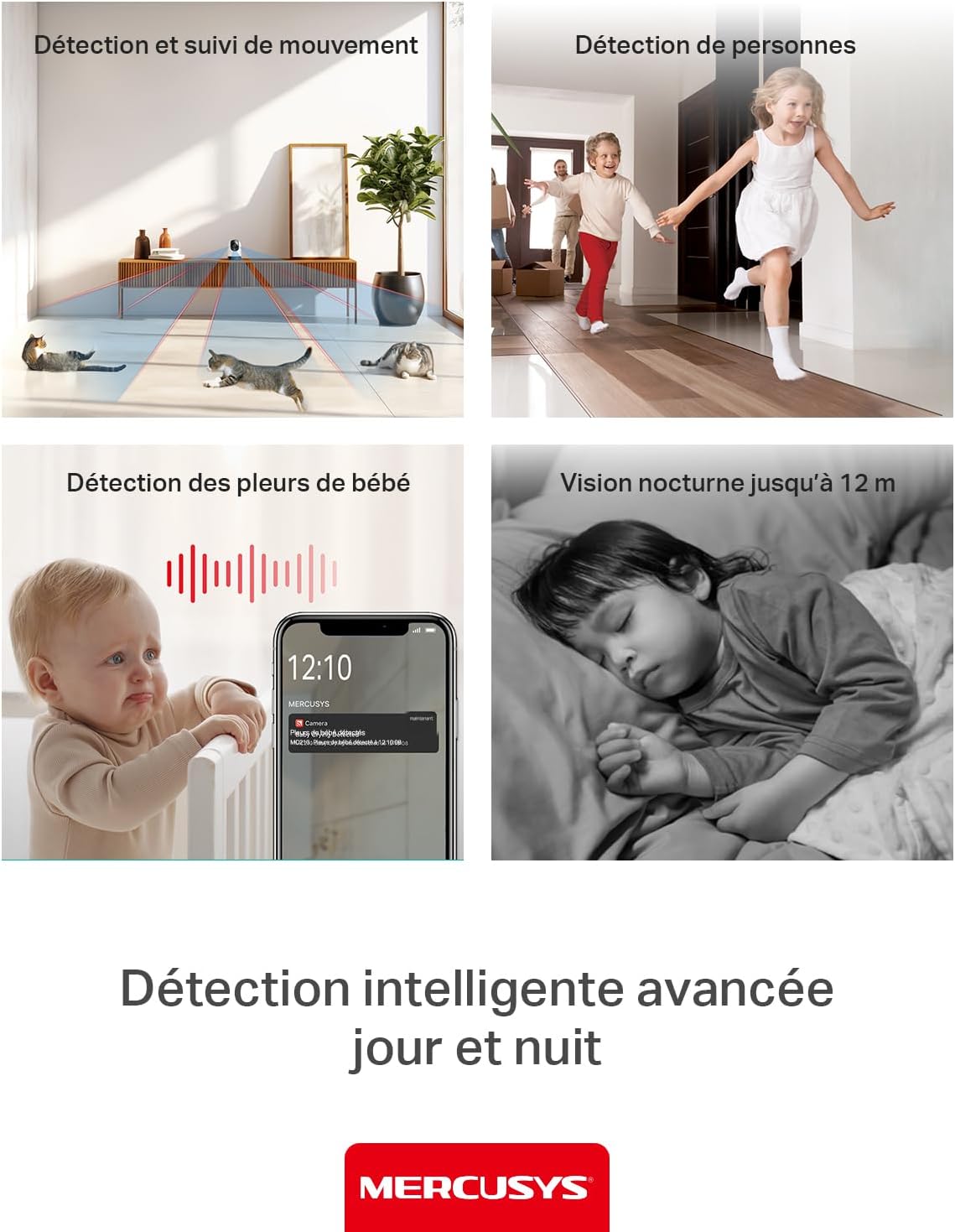 MERCUSYS Caméra Surveillance WiFi intérieure 360° 2K, Vision Nocturne, Notifications en Temps réel, Détection de Personne, Suivi de Mouvement, Télécommande, Compatible avec Alexa, MC210 5 MERCUSYS Caméra Surveillance WiFi intérieure 360° 2K, Vision Nocturne, Notifications en Temps réel, Détection de Personne, Suivi de Mouvement, Télécommande, Compatible avec Alexa, MC210 – Image 4