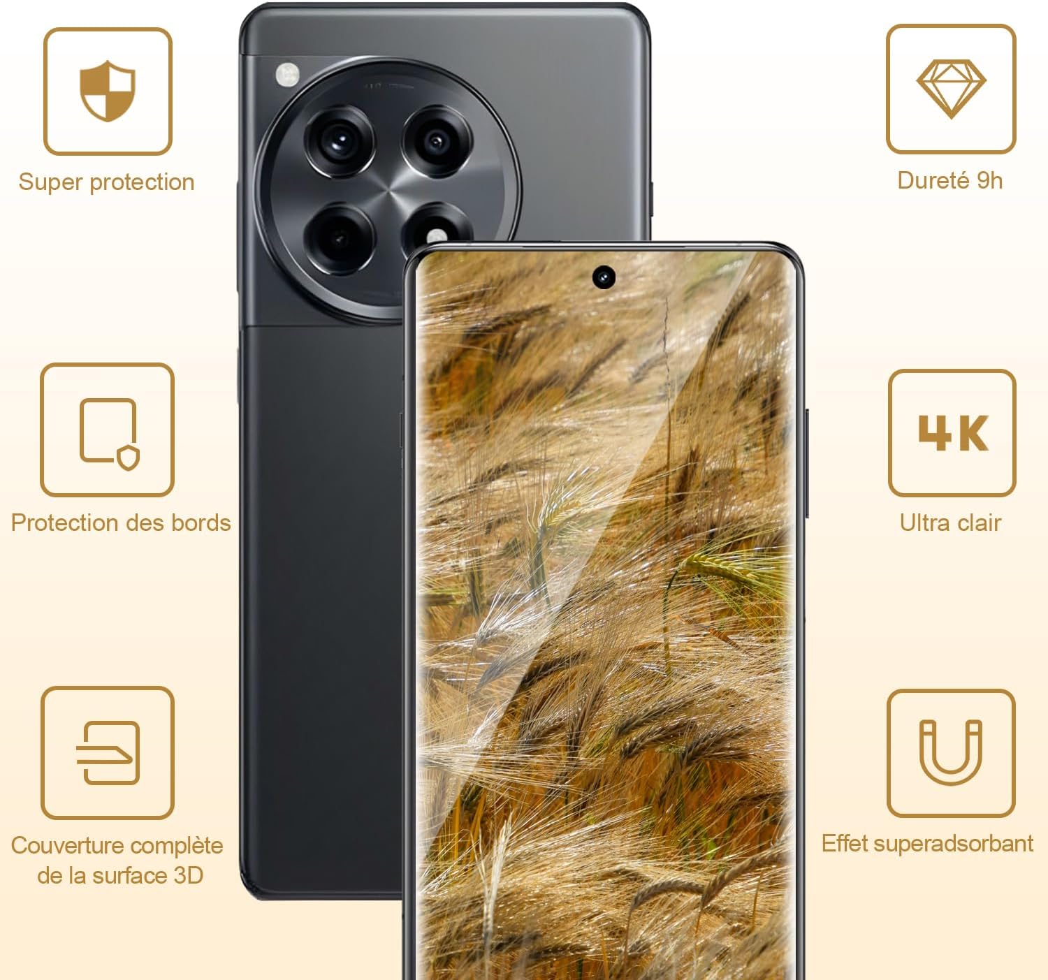 Cable Leader 2+2 Verre trempé pour Oneplus 12 5G Film, Dureté 9H Anti Rayures Vitre Protection, Couverture 3D pas de bulles, Sensibilité, HD Claire Oneplus 12 Protection écran+Caméra film d'objectif 6 Cable Leader 2+2 Verre trempé pour Oneplus 12 5G Film, Dureté 9H Anti Rayures Vitre Protection, Couverture 3D pas de bulles, Sensibilité, HD Claire Oneplus 12 Protection écran+Caméra film d'objectif – Image 5