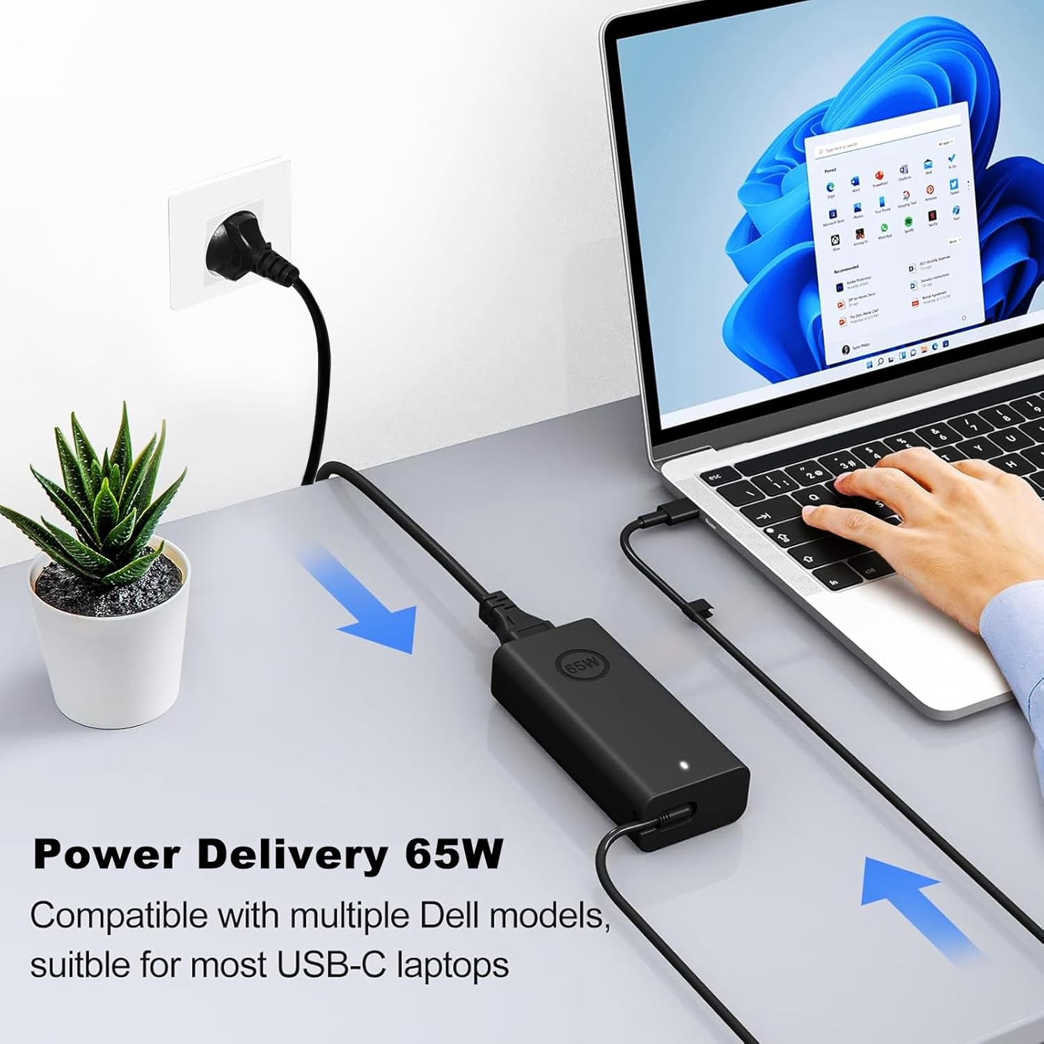 SCOVEE 65W USB C Chargeur,Compatible Dell Ordinateur Portable Chargeur,pour Dell Latitude 3440 3540 5420 5430 5440 5520 5530 5540 7430 7440 XPS 13,ChromeBook 3100,Type C Power Adaptateur 3 SCOVEE 65W USB C Chargeur,Compatible Dell Ordinateur Portable Chargeur,pour Dell Latitude 3440 3540 5420 5430 5440 5520 5530 5540 7430 7440 XPS 13,ChromeBook 3100,Type C Power Adaptateur – Image 2