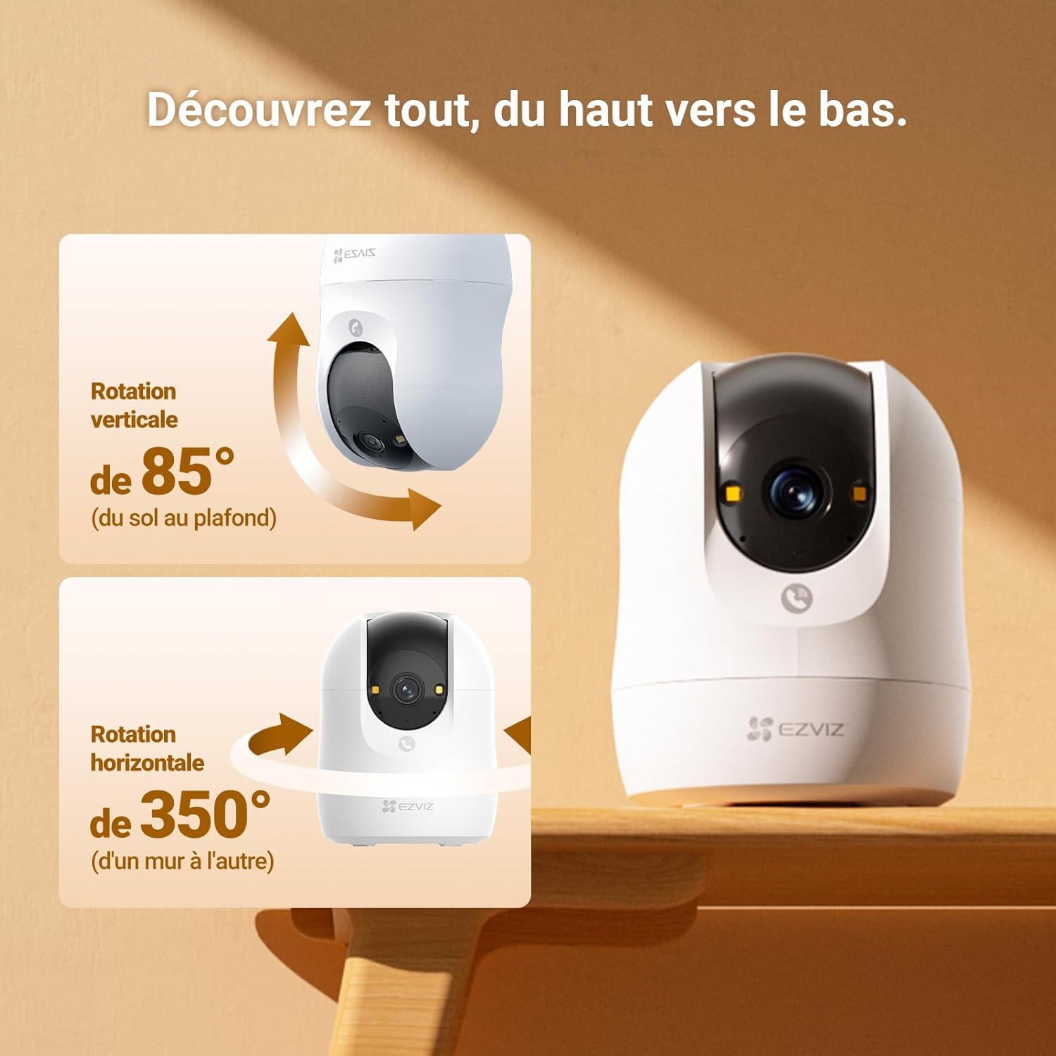 EZVIZ 3K Caméra Surveillance WiFi Intérieure 360 °, Camera Bébé avec WiFi 2.4Ghz, Détection Humain, Vision Nocturne Couleur avec WDR, Suivi Auto-Zoom, C6N G1 3K 7 EZVIZ 3K Caméra Surveillance WiFi Intérieure 360 °, Camera Bébé avec WiFi 2.4Ghz, Détection Humain, Vision Nocturne Couleur avec WDR, Suivi Auto-Zoom, C6N G1 3K – Image 6