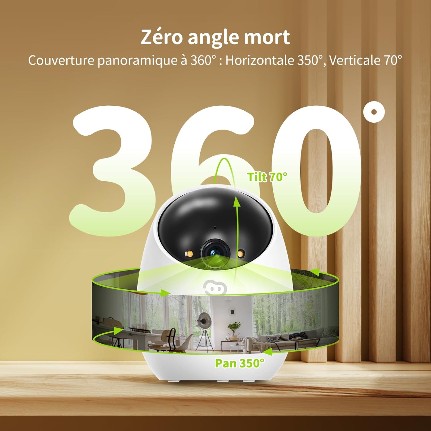 2K (3MP) Caméra de Sécurité Intérieure, 2-Pièce, 360° Surveillance 2.4GHz Wi-Fi, Vision Nocturne Couleur, Détection & Suivi Auto des Humains, Stockage Carte SD Sans Abonnement, Bébé/Animaux 7 2K (3MP) Caméra de Sécurité Intérieure, 2-Pièce, 360° Surveillance 2.4GHz Wi-Fi, Vision Nocturne Couleur, Détection & Suivi Auto des Humains, Stockage Carte SD Sans Abonnement, Bébé/Animaux – Image 6