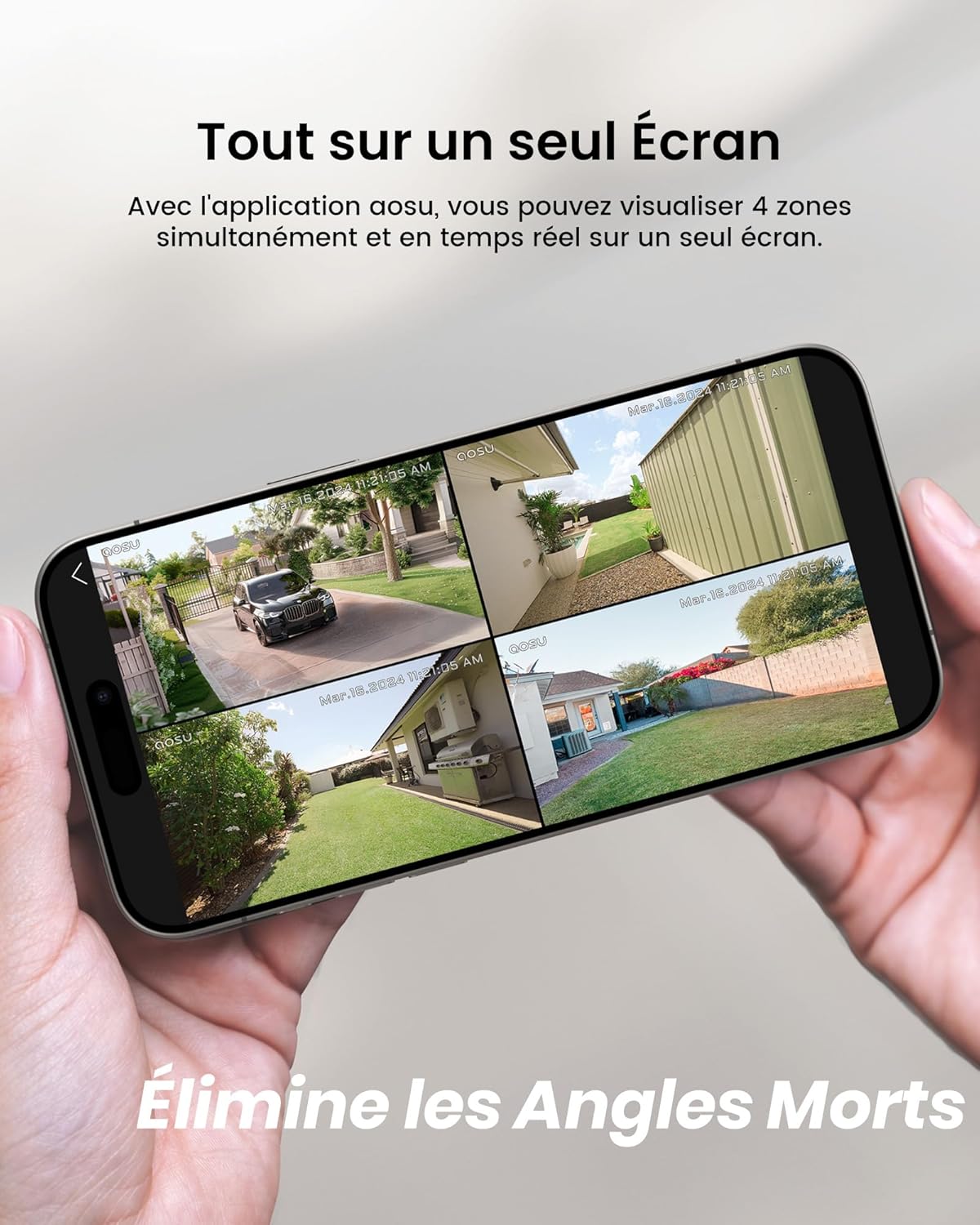 aosu 2K Caméra Surveillance WiFi Extérieure sans Fil, Kit 2 Caméras avec aosuBase, sans Frais Mensuels, Autonomie Jusqu’à 240 Jours, 166° Ultra Grand Angle, Al Détection, Vision Suivi Entre Caméras 6 aosu 2K Caméra Surveillance WiFi Extérieure sans Fil, Kit 2 Caméras avec aosuBase, sans Frais Mensuels, Autonomie Jusqu’à 240 Jours, 166° Ultra Grand Angle, Al Détection, Vision Suivi Entre Caméras – Image 5