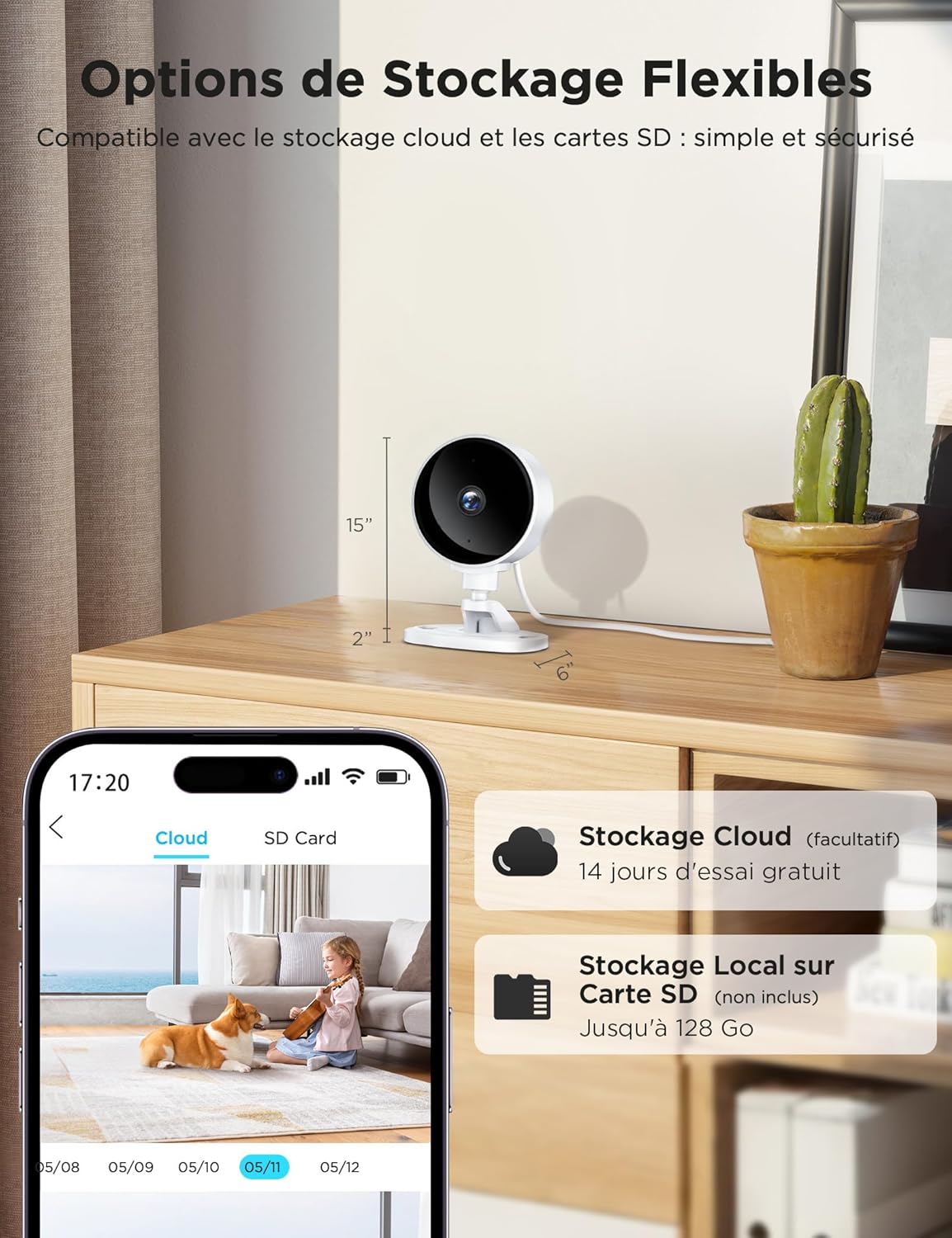 WOLFANG Camera Surveillance WiFi Interieur 1080P avec IR-Vision Nocturne, Détection de Mouvement et Son, Audio Bidirectionnel, Alerte en Temps réel, Compatible avec Alexa,SD et Cloud, Pack de 4 5 WOLFANG Camera Surveillance WiFi Interieur 1080P avec IR-Vision Nocturne, Détection de Mouvement et Son, Audio Bidirectionnel, Alerte en Temps réel, Compatible avec Alexa,SD et Cloud, Pack de 4 – Image 4