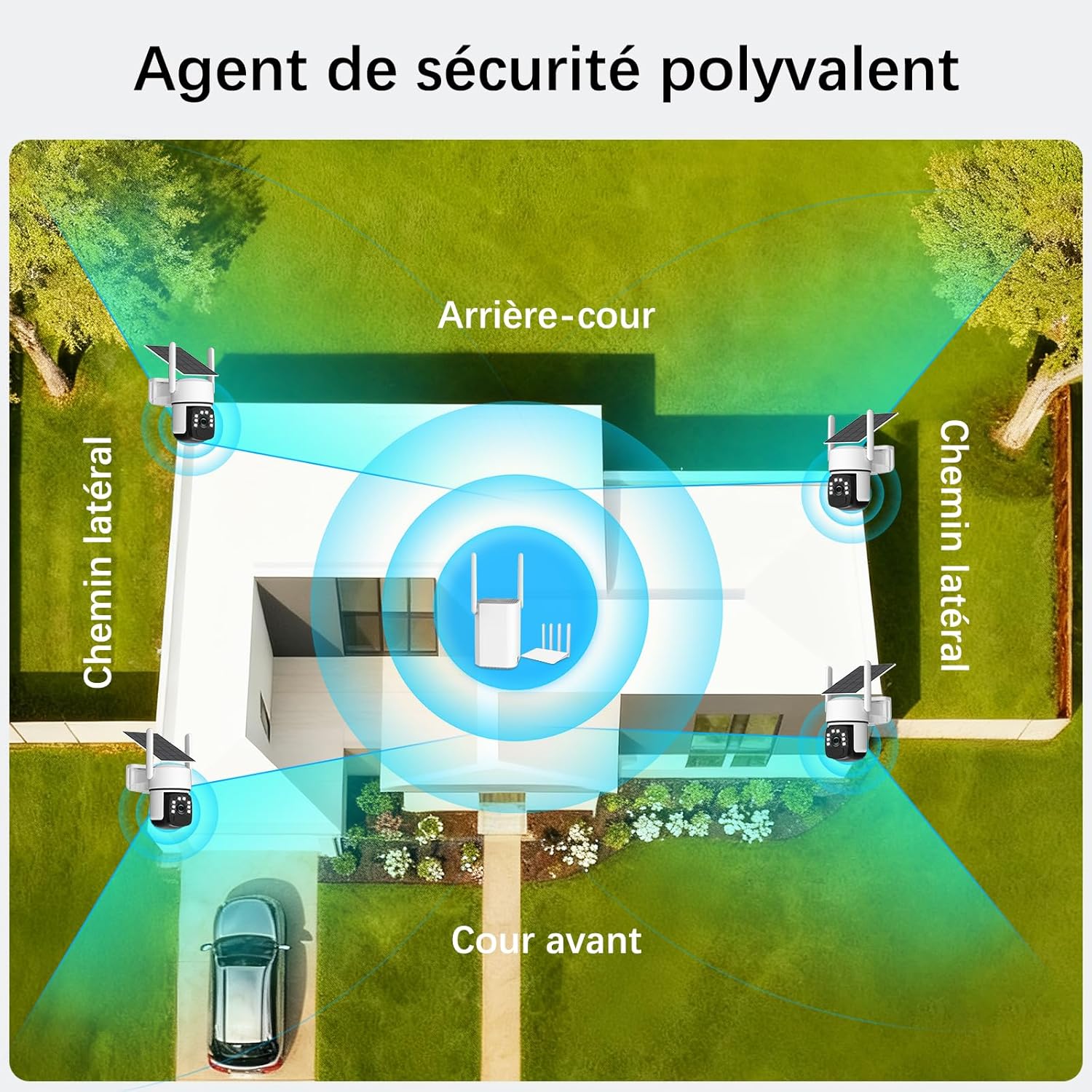 2K Camera Surveillance WiFi Exterieure sans Fil,2 Cam-Kit avec Home Station/Stockage Local 64G/Camera Solaire,360° PTZ Sécurité à Domicile,Vision Vocturne,Alarme,Audio Bidirectionnel,2.4/5G WIFI 3 2K Camera Surveillance WiFi Exterieure sans Fil,2 Cam-Kit avec Home Station/Stockage Local 64G/Camera Solaire,360° PTZ Sécurité à Domicile,Vision Vocturne,Alarme,Audio Bidirectionnel,2.4/5G WIFI – Image 2