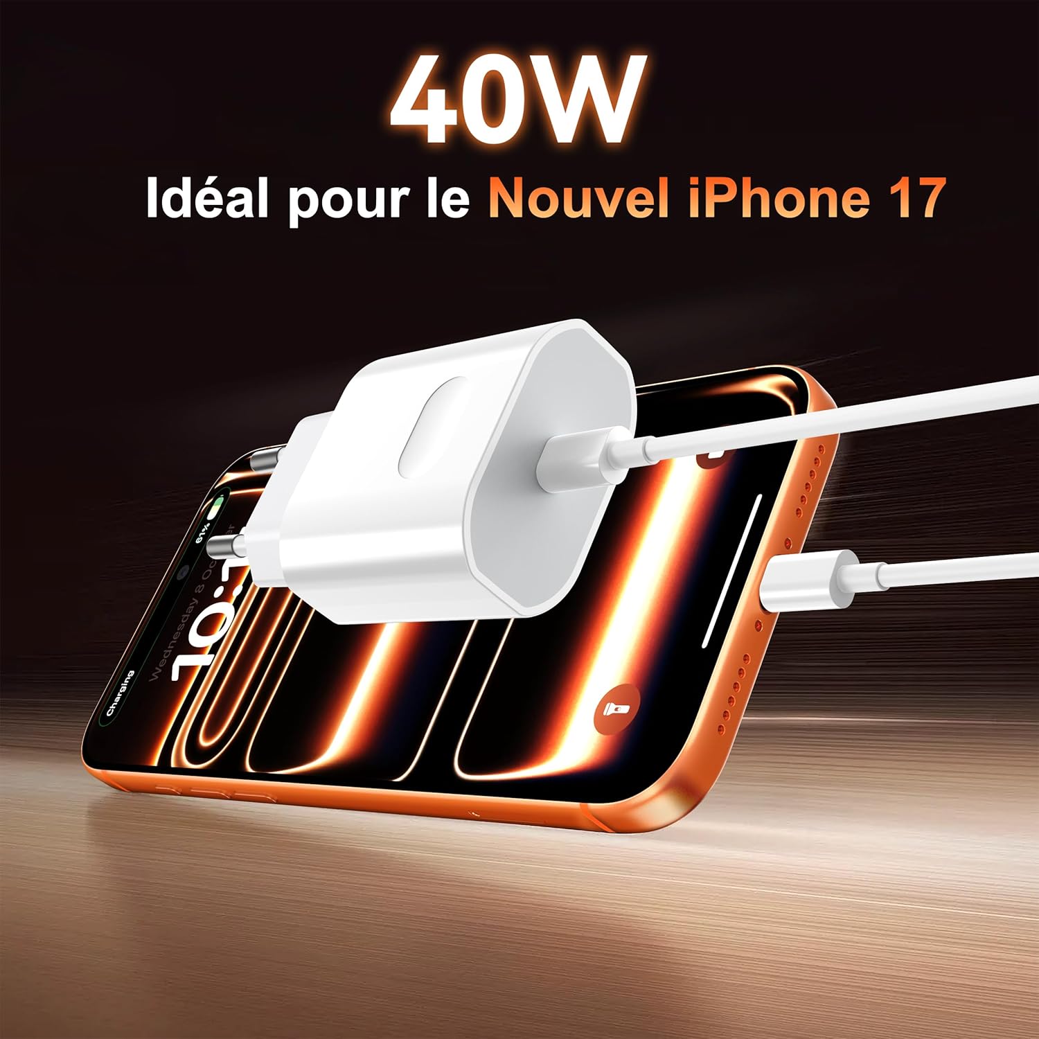 40W Chargeur USB C Rapide pour iPhone 17/17 Pro/17 Pro Max/17 Air, iPhone 16/15, Adaptateur Secteur Prise USB C et Câble 2M, Power Delivery Fast Charger 3 40W Chargeur USB C Rapide pour iPhone 17/17 Pro/17 Pro Max/17 Air, iPhone 16/15, Adaptateur Secteur Prise USB C et Câble 2M, Power Delivery Fast Charger – Image 2