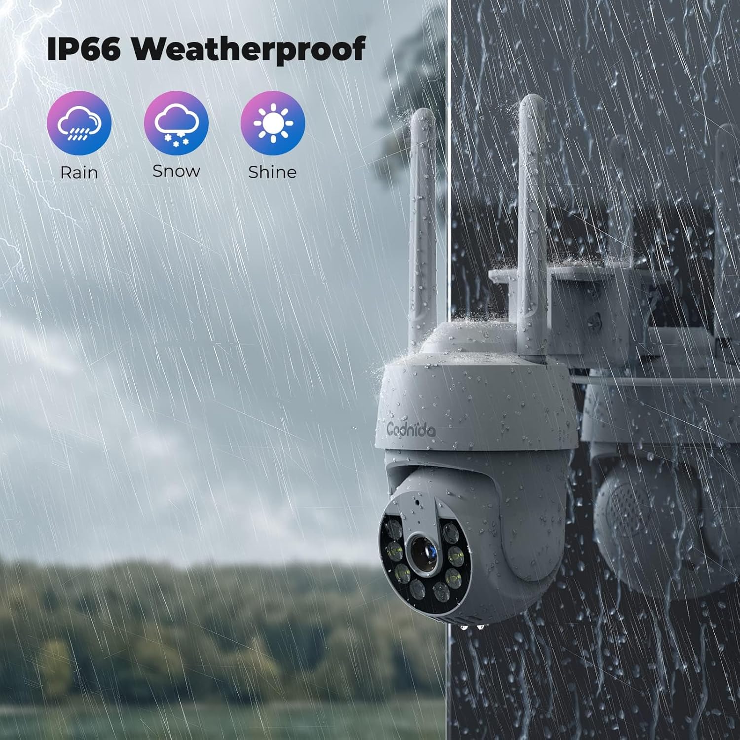 Camera Surveillance WiFi Exterieure sans Fil, 360° PTZ Caméra avec Enregistrement 24/7, Détection de Mouvement, Vision Nocturne Couleur Intelligente, Fonctionne avec Alexa 9 Camera Surveillance WiFi Exterieure sans Fil, 360° PTZ Caméra avec Enregistrement 24/7, Détection de Mouvement, Vision Nocturne Couleur Intelligente, Fonctionne avec Alexa – Image 8