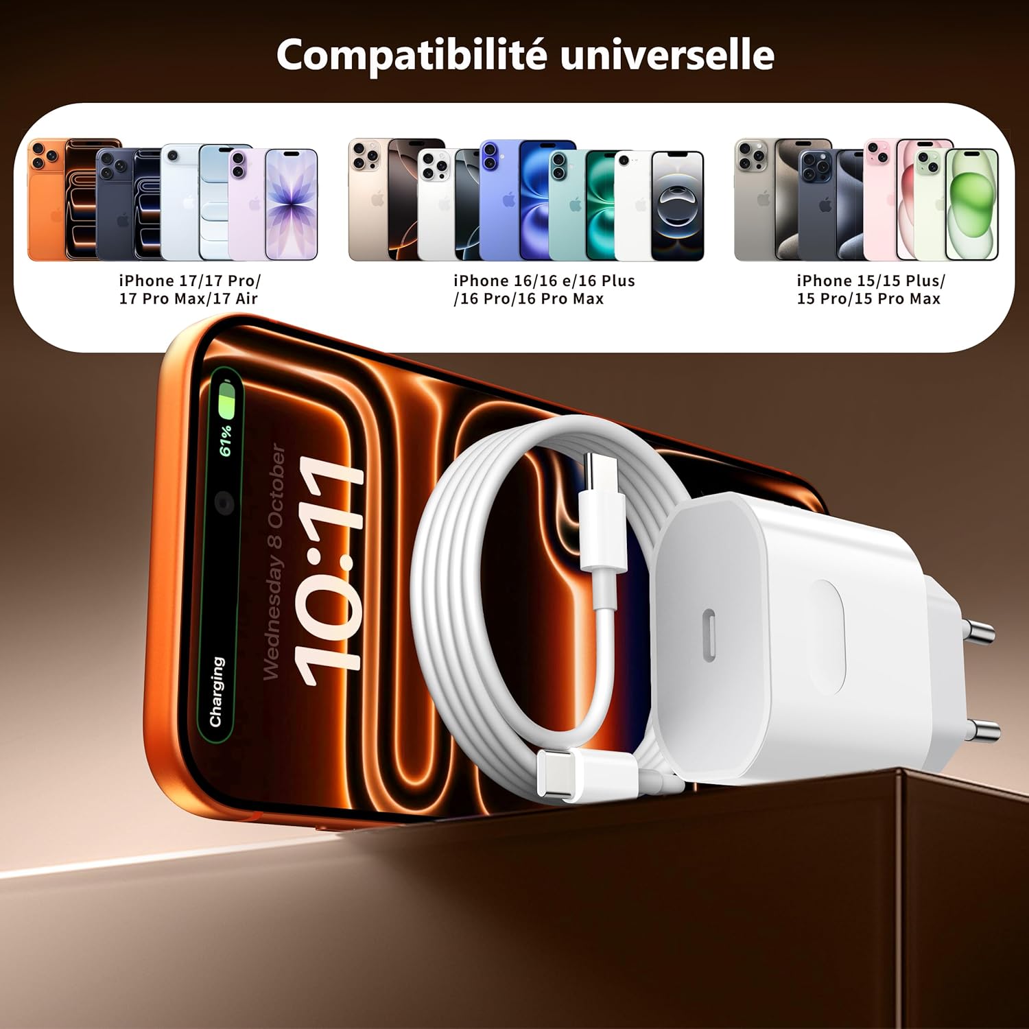 40W Chargeur USB C Rapide pour iPhone 17/17 Pro/17 Pro Max/17 Air, iPhone 16/15, Adaptateur Secteur Prise USB C et Câble 2M, Power Delivery Fast Charger 6 40W Chargeur USB C Rapide pour iPhone 17/17 Pro/17 Pro Max/17 Air, iPhone 16/15, Adaptateur Secteur Prise USB C et Câble 2M, Power Delivery Fast Charger – Image 5
