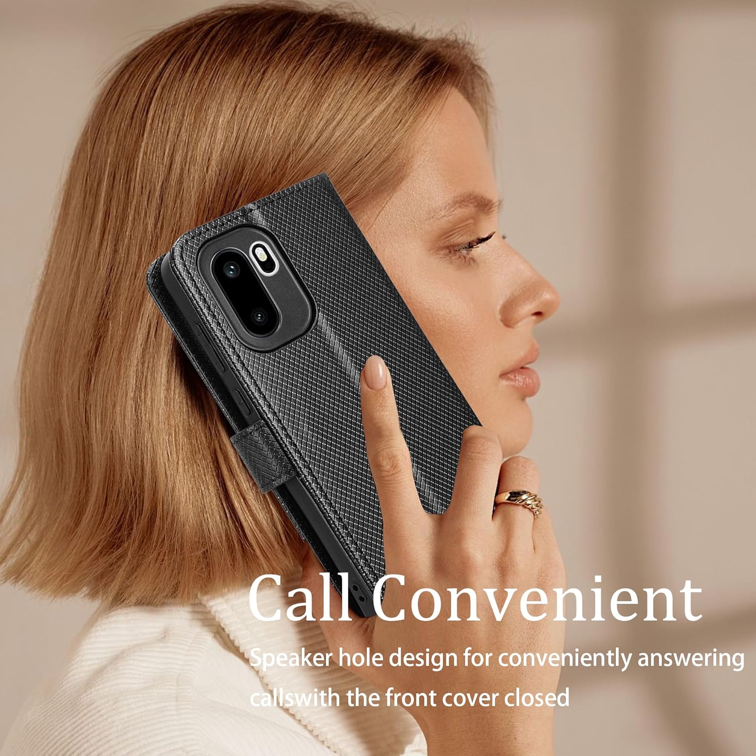Coque pour Oneplus 15R Protection Case, Étui de Protection Portefeuille Antichoc Premium Fibre -Housse Étui Compartiments pour Cartes et Fermeture magnétique- Noir 7 Coque pour Oneplus 15R Protection Case, Étui de Protection Portefeuille Antichoc Premium Fibre -Housse Étui Compartiments pour Cartes et Fermeture magnétique- Noir – Image 6
