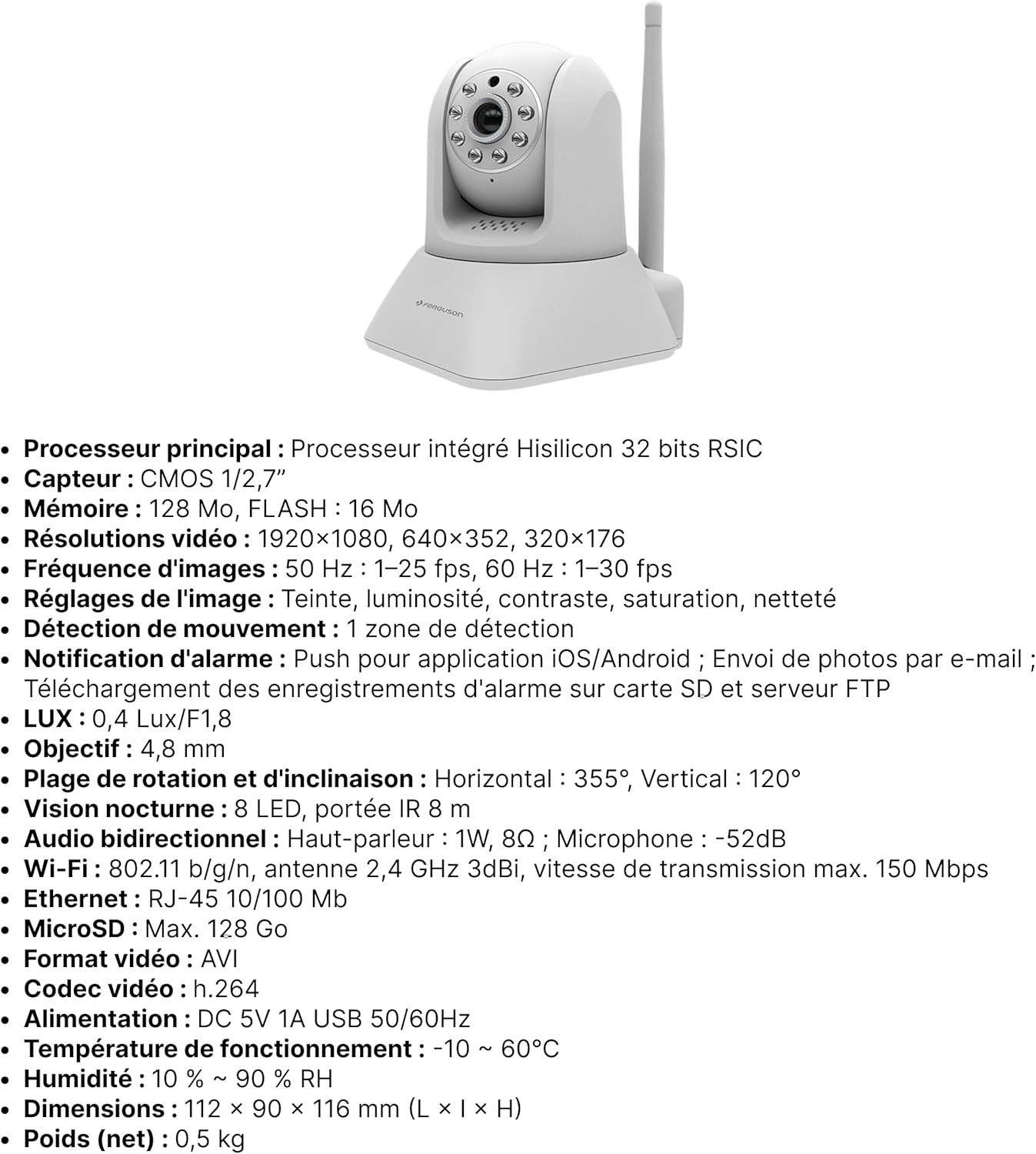 Ferguson Camera de Surveillance Smart Eye 200 – Caméra IP WiFi à 360° avec Batterie – Caméra Intérieure sans Fil – Full HD – Contrôle Via App – Sécurité Maison Connectée 3 Ferguson Camera de Surveillance Smart Eye 200 – Caméra IP WiFi à 360° avec Batterie – Caméra Intérieure sans Fil – Full HD – Contrôle Via App – Sécurité Maison Connectée – Image 2