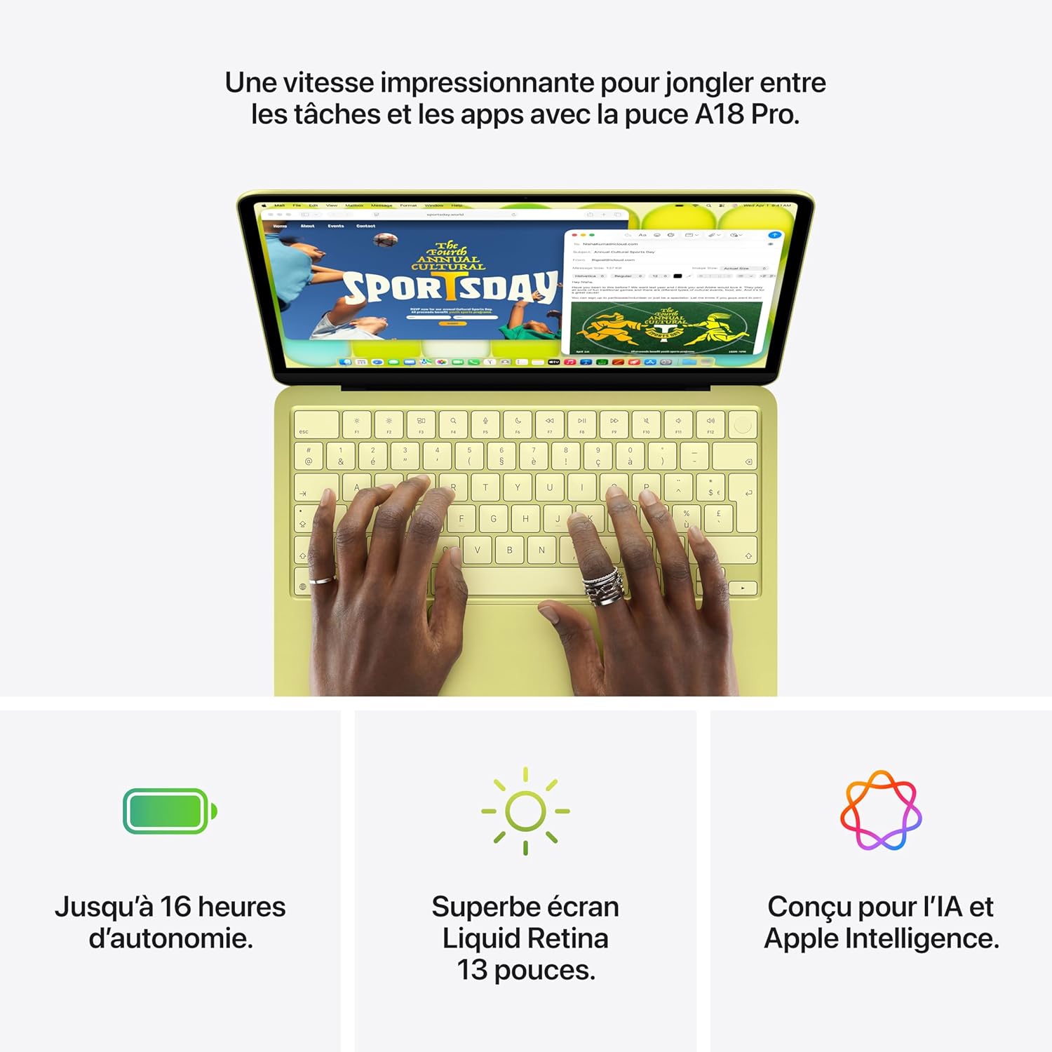 Apple MacBook Neo 13″ 2026 Portable avec Puce A18 Pro : Conçu pour l’IA et Apple Intelligence, écran Liquid Retina, mémoire unifiée 8 Go, SSD 512 Go, Caméra FaceTime HD 1080p, Touch ID ; Argent 6 Apple MacBook Neo 13″ 2026 Portable avec Puce A18 Pro : Conçu pour l’IA et Apple Intelligence, écran Liquid Retina, mémoire unifiée 8 Go, SSD 512 Go, Caméra FaceTime HD 1080p, Touch ID ; Argent – Image 5