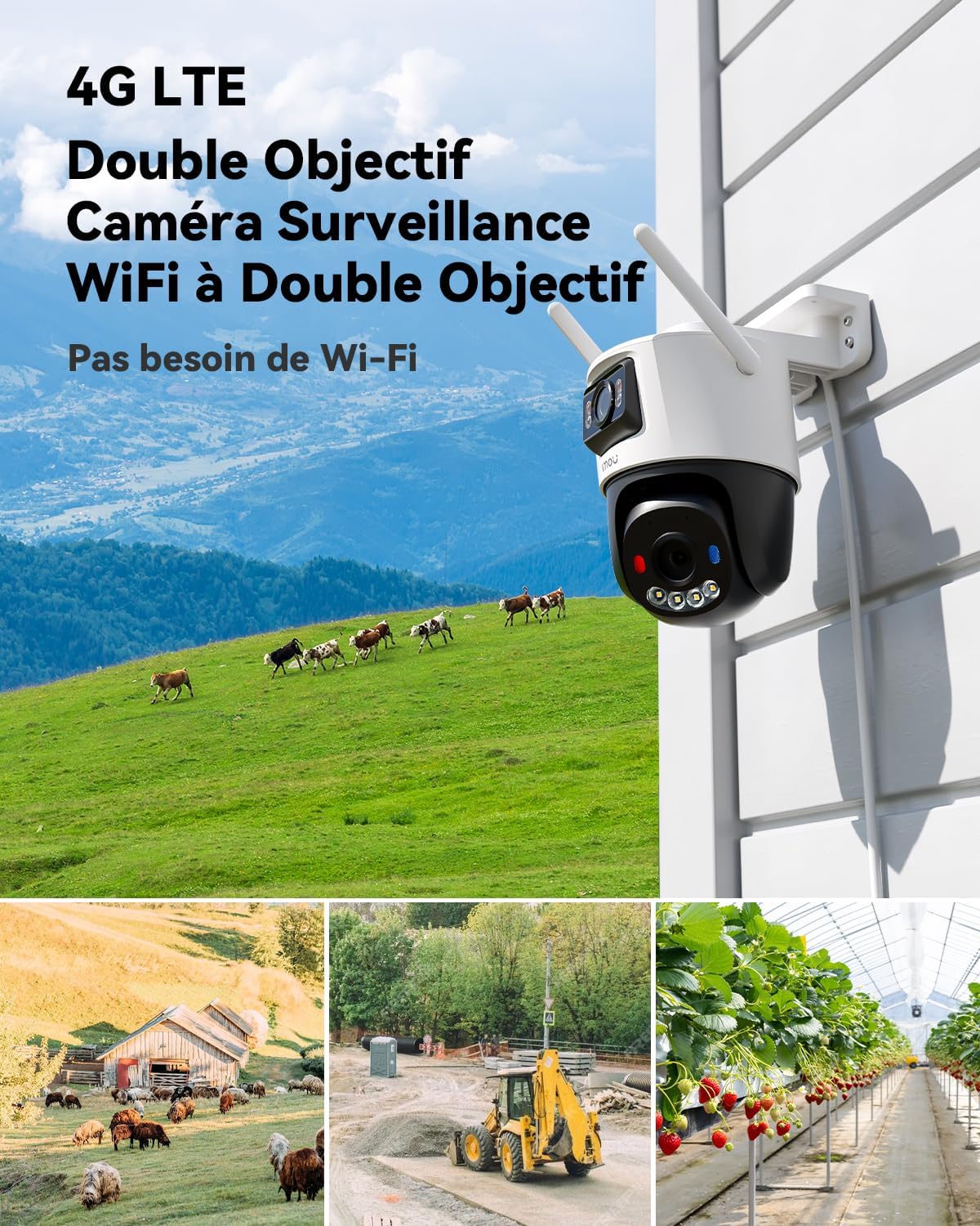 Imou 4G LTE Caméra Surveillance Extérieure à Double Objectif, 3K(3MP+3MP) Camera avec Carte SIM, Détection Humaine/Véhicule, Suivi Automatique, Vision Nocturne Couleur 30M, IP66, Micro SD 64Go Incluse 3 Imou 4G LTE Caméra Surveillance Extérieure à Double Objectif, 3K(3MP+3MP) Camera avec Carte SIM, Détection Humaine/Véhicule, Suivi Automatique, Vision Nocturne Couleur 30M, IP66, Micro SD 64Go Incluse – Image 2