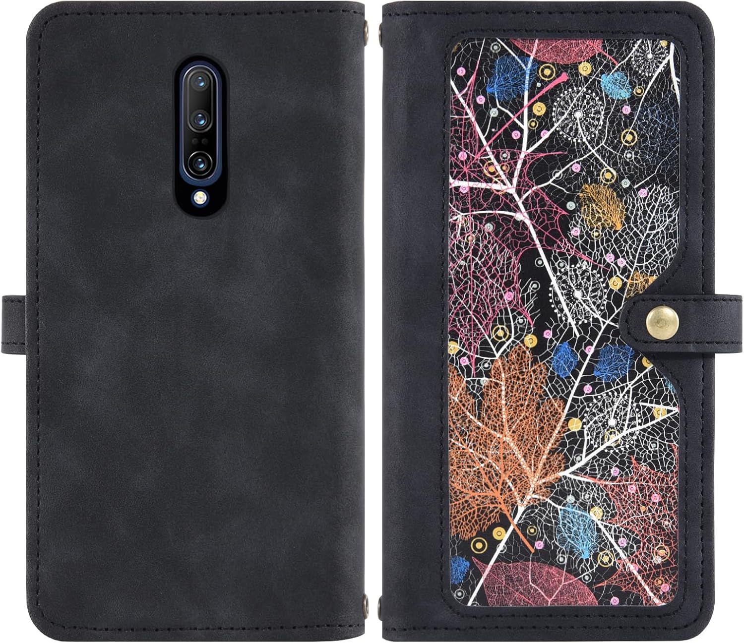 Asuwish Coque pour OnePlus 7 Pro Portefeuille avec Verre Trempé et Cordon Porte Carte Chaine PU Cuir à Clapet Étui Housse Support 7Pro GM1913 Téléphone Case Fleur Vitre Protection Protege Femme Noir 9 Asuwish Coque pour OnePlus 7 Pro Portefeuille avec Verre Trempé et Cordon Porte Carte Chaine PU Cuir à Clapet Étui Housse Support 7Pro GM1913 Téléphone Case Fleur Vitre Protection Protege Femme Noir – Image 8