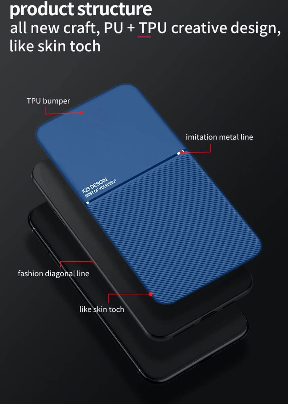 Kepuch Mowen Coque Housse Étui Plaque de Métal Intégrée pour Oneplus 7 Pro - Bleu 4 Kepuch Mowen Coque Housse Étui Plaque de Métal Intégrée pour Oneplus 7 Pro - Bleu – Image 3