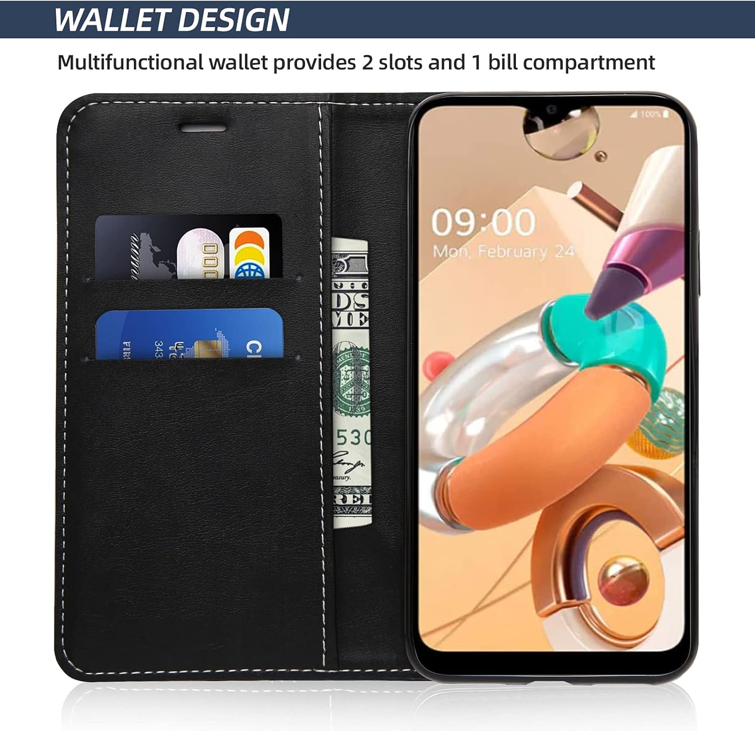 Coque pour OnePlus 10T 5G, Portefeuille Etui en Cuir PU, Magnétique Protection Housse Coque pour OnePlus 10T 5G, Noir 3 Coque pour OnePlus 10T 5G, Portefeuille Etui en Cuir PU, Magnétique Protection Housse Coque pour OnePlus 10T 5G, Noir – Image 2