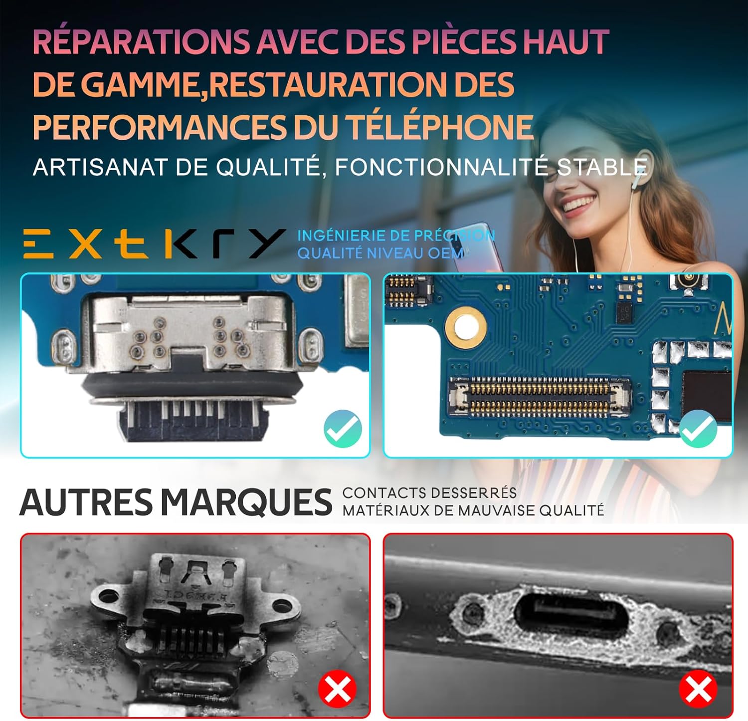 Port de Charge pour OnePlus Nord 2 5G/Nord 2T Connecteur de Charge Port Remplacement Charging Port Connecteur de Quai Microphone Prise Casque +Kit de Réparation 5 Port de Charge pour OnePlus Nord 2 5G/Nord 2T Connecteur de Charge Port Remplacement Charging Port Connecteur de Quai Microphone Prise Casque +Kit de Réparation – Image 4