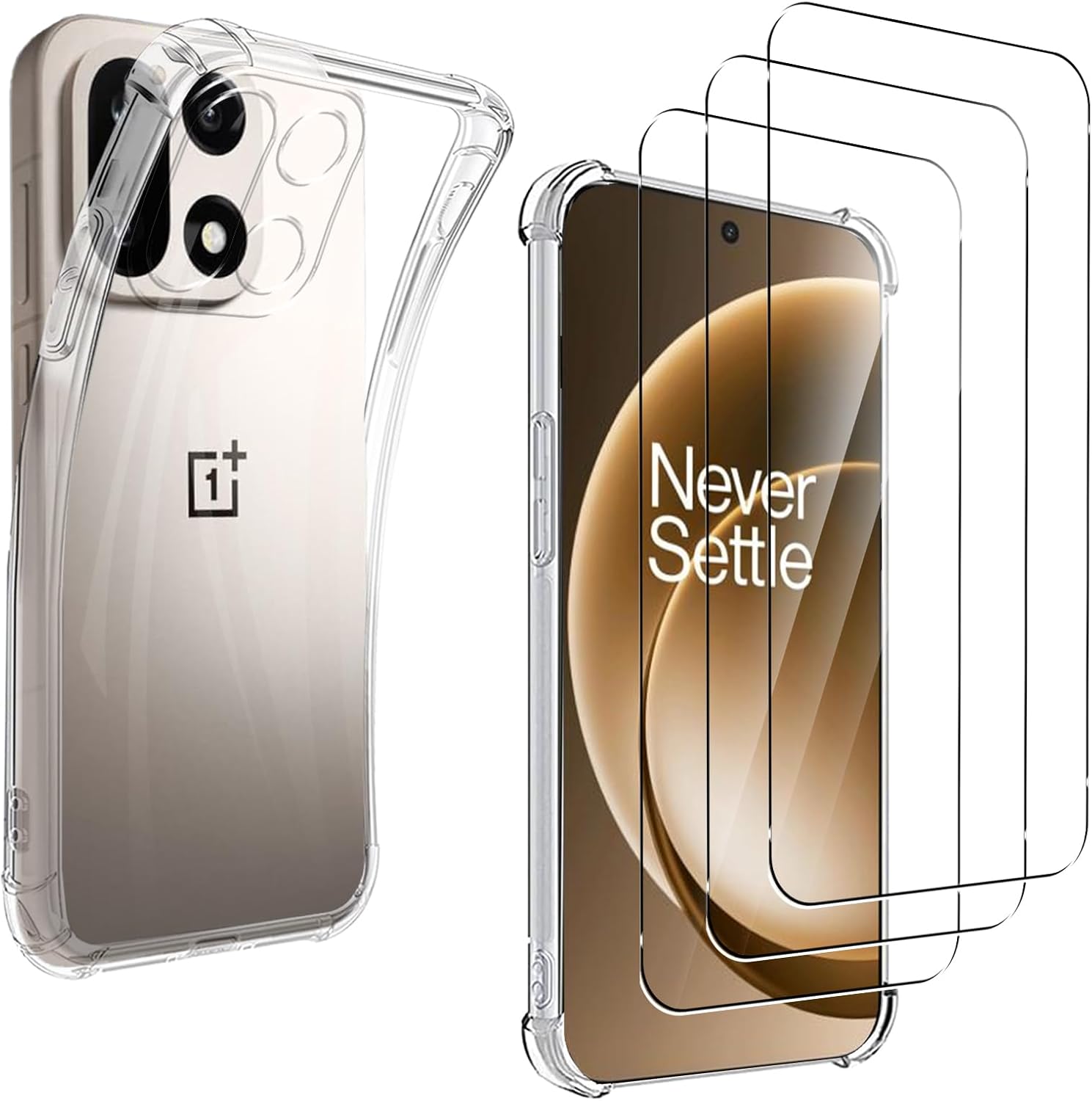 Coque en silicone transparent pour OnePlus 15 5G avec 3 protections d'écran en verre trempé, TPU souple, ultra mince, protection contre les chutes, antichoc et anti-rayures 2 Coque en silicone transparent pour OnePlus 15 5G avec 3 protections d'écran en verre trempé, TPU souple, ultra mince, protection contre les chutes, antichoc et anti-rayures