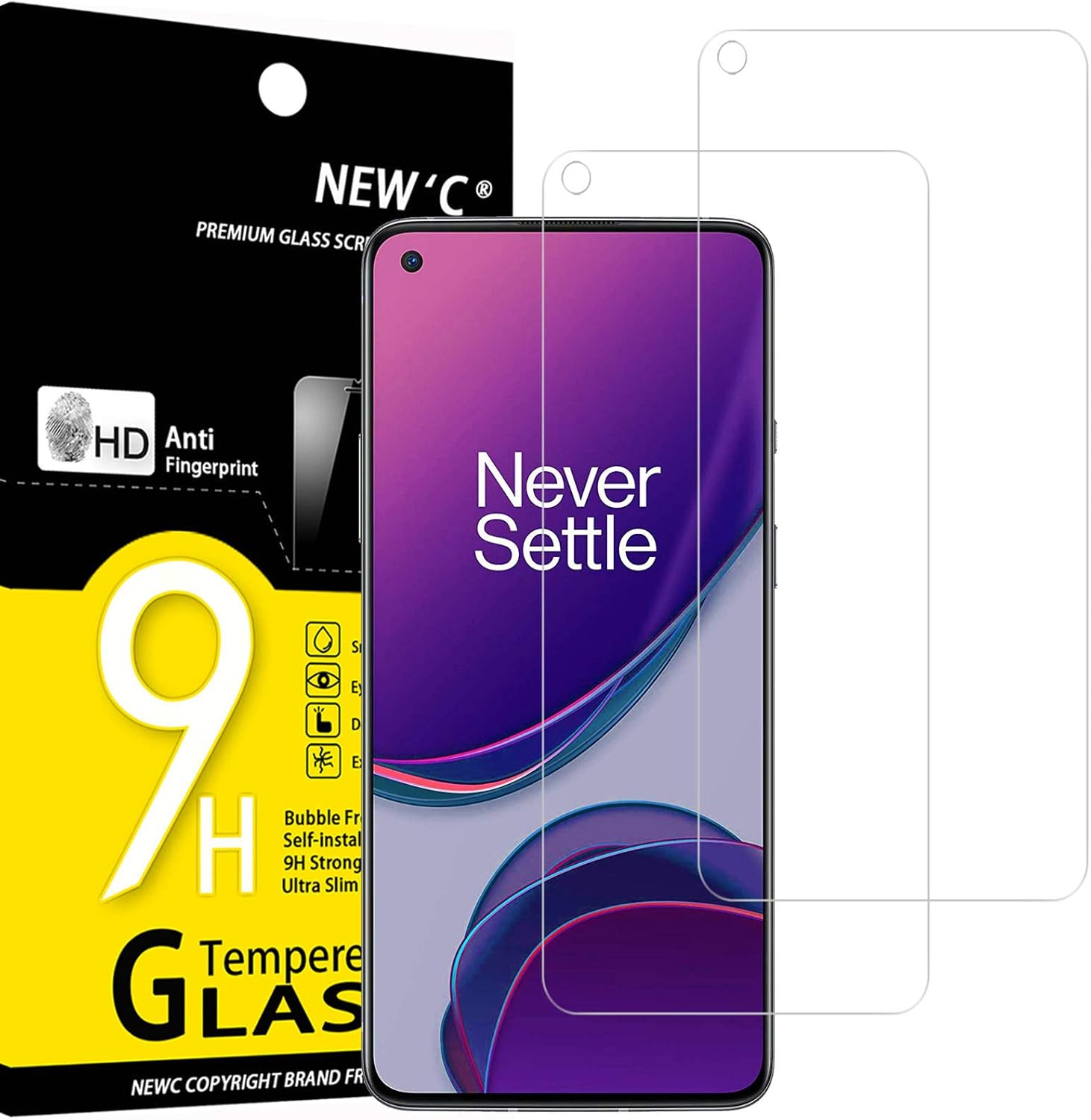 NEW'C Lot de 2, Verre Trempé pour OnePlus 8T, Film Protection écran efficace contre les Rayures - sans Bulles - Ultra Résistant (0,33mm HD Ultra Transparent) Dureté 9H Glass 2 NEW'C Lot de 2, Verre Trempé pour OnePlus 8T, Film Protection écran efficace contre les Rayures - sans Bulles - Ultra Résistant (0,33mm HD Ultra Transparent) Dureté 9H Glass