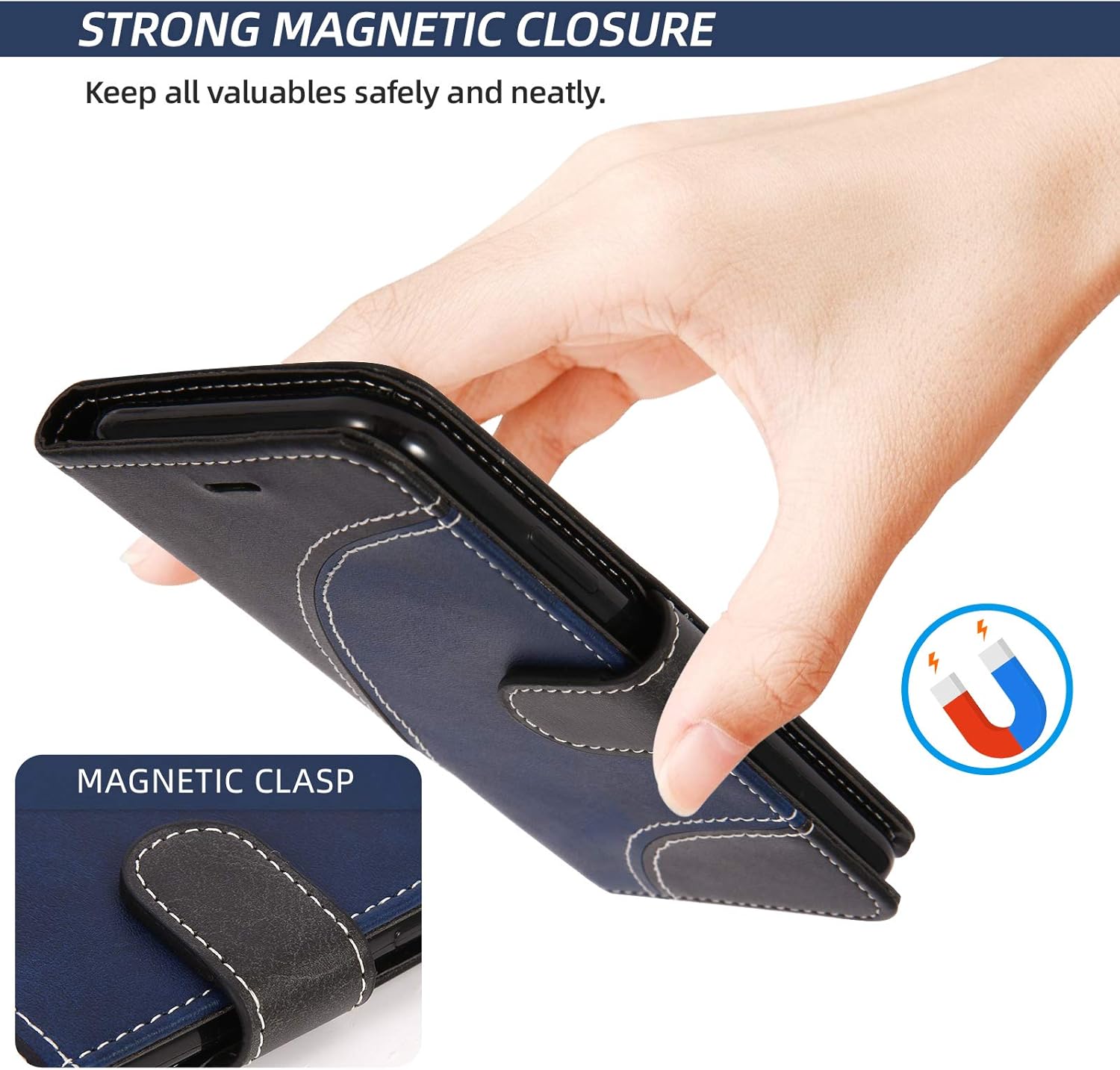 Coque pour OnePlus 10T 5G, Portefeuille Etui en Cuir PU, Magnétique Protection Housse Coque pour OnePlus 10T 5G, Noir 5 Coque pour OnePlus 10T 5G, Portefeuille Etui en Cuir PU, Magnétique Protection Housse Coque pour OnePlus 10T 5G, Noir – Image 4